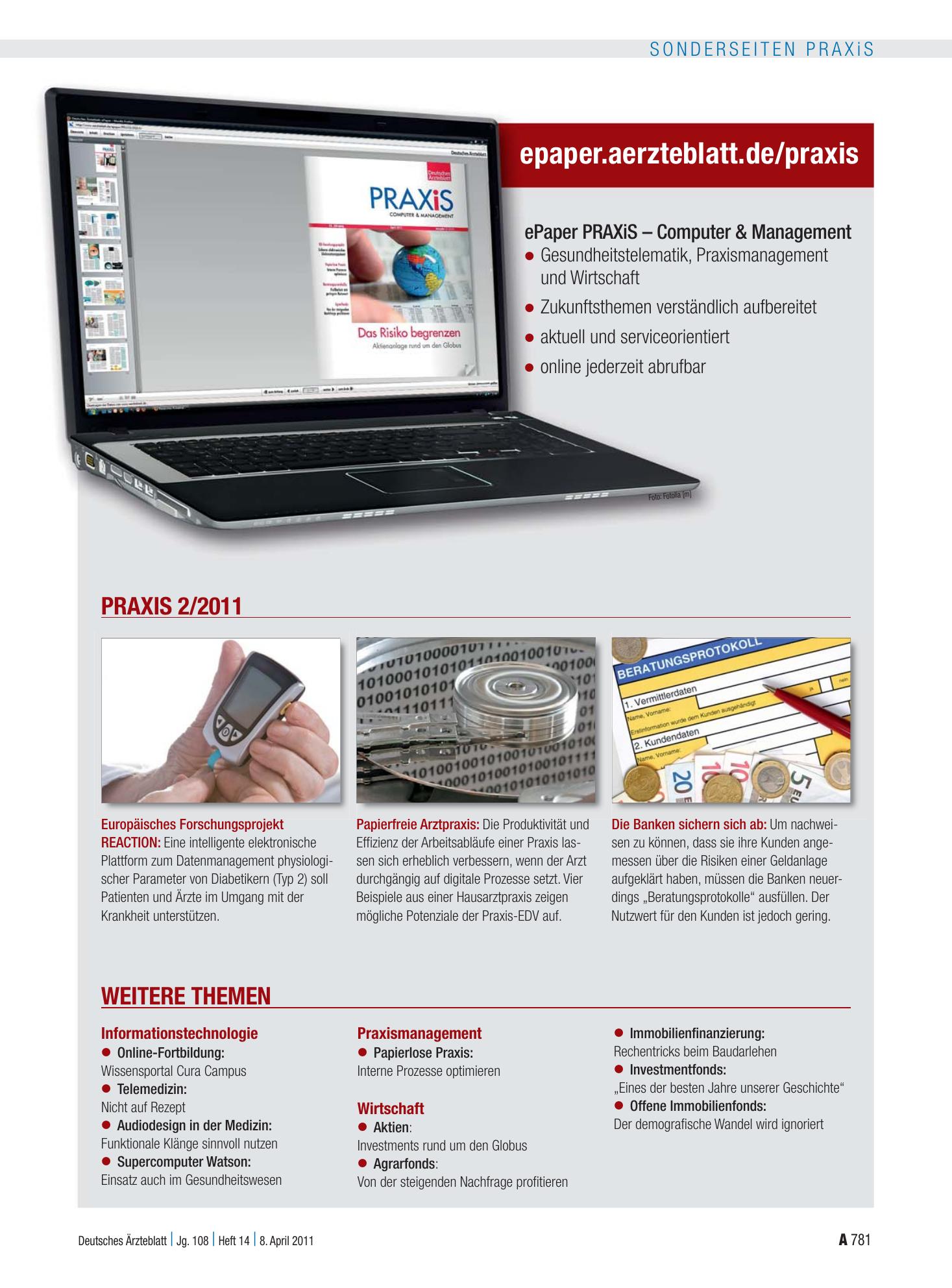 Vorschauseite 1: ePaper PRAXiS – Computer & Management – Deutsches Ärzteblatt