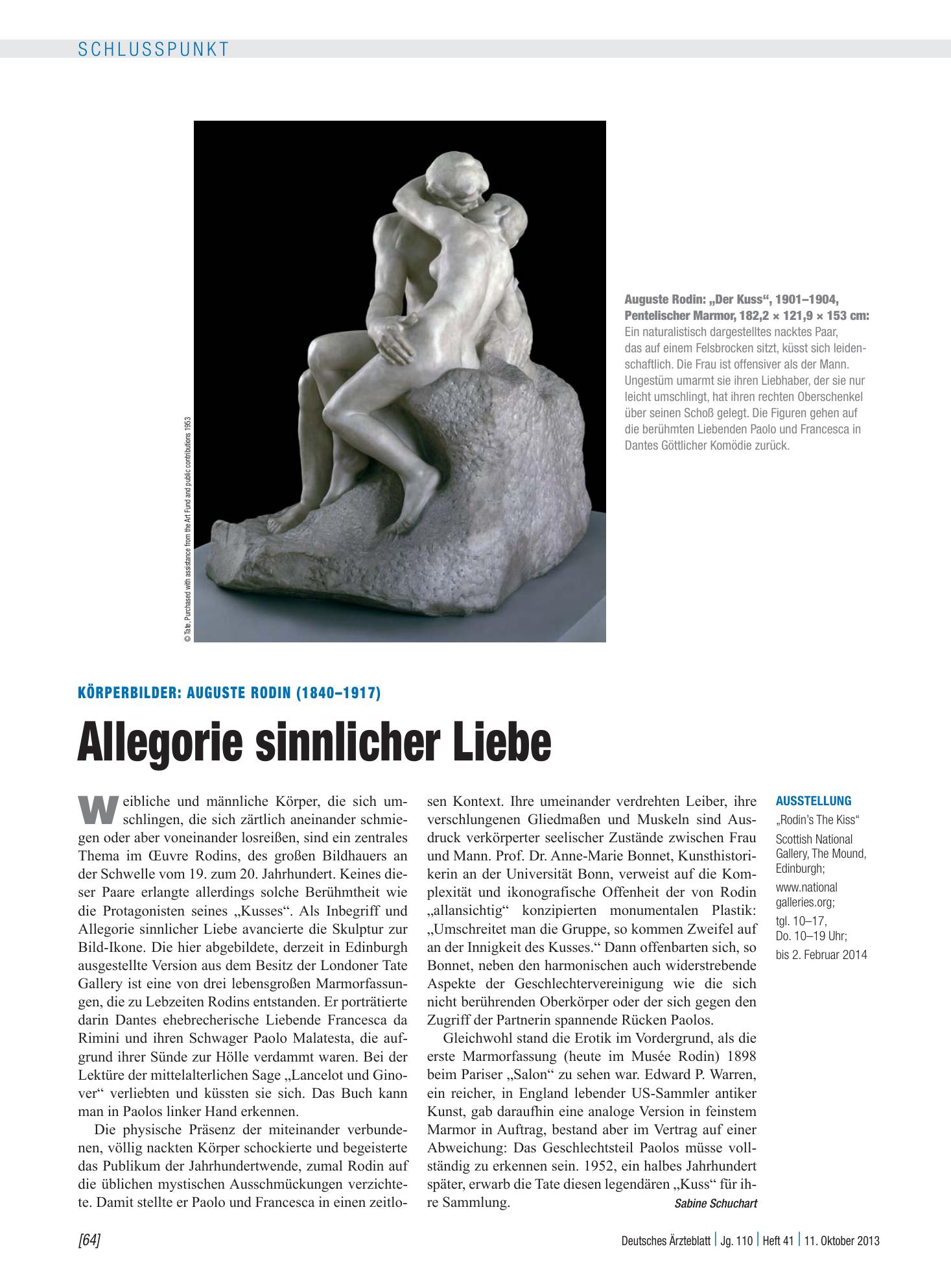 Vorschauseite 1: Körperbilder: Auguste Rodin (1840–1917) — Allegorie sinnlicher Liebe – Deutsches Ärzteblatt