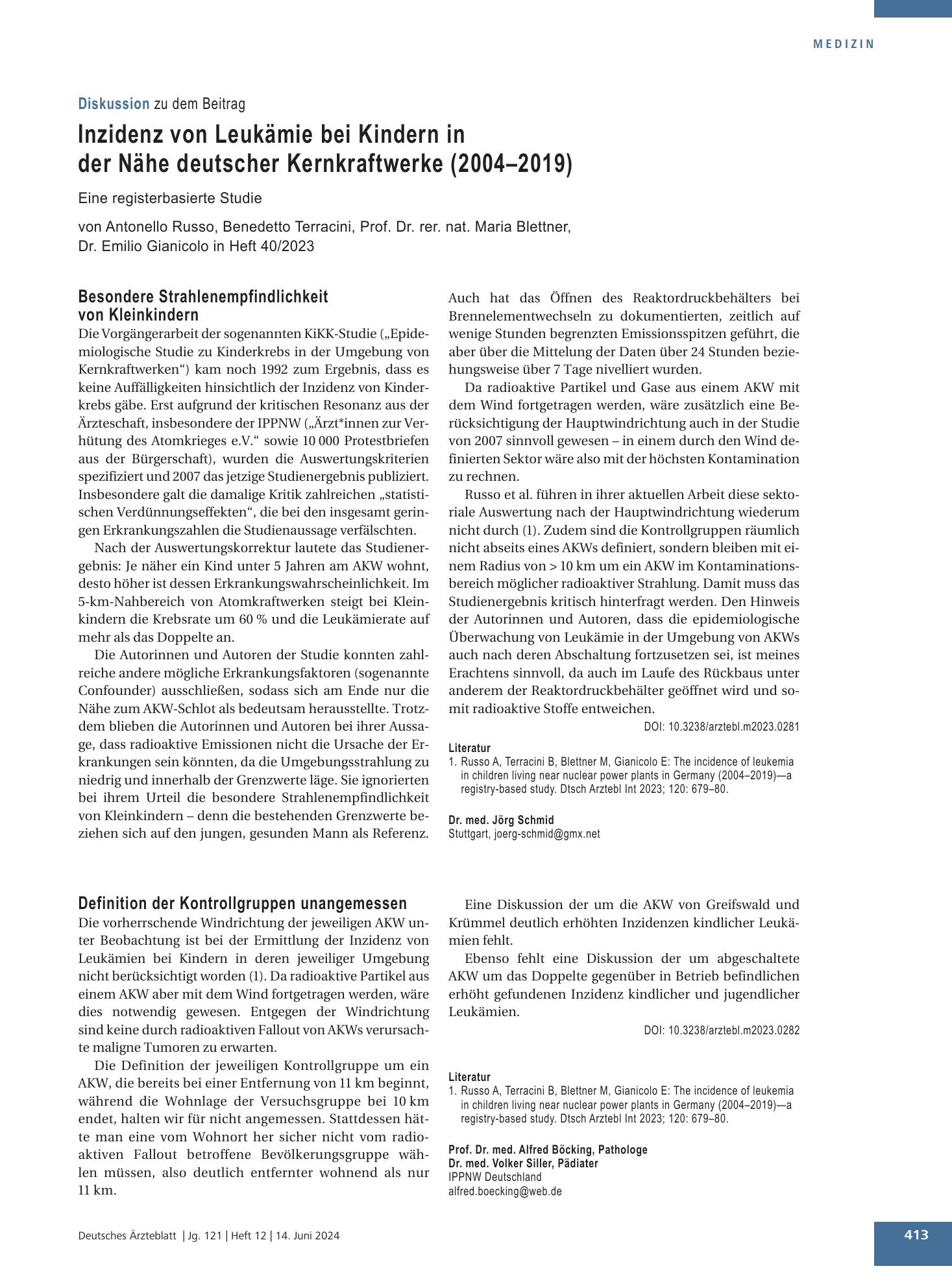 Vorschauseite 1: Definition der Kontrollgruppen unangemessen – Deutsches Ärzteblatt