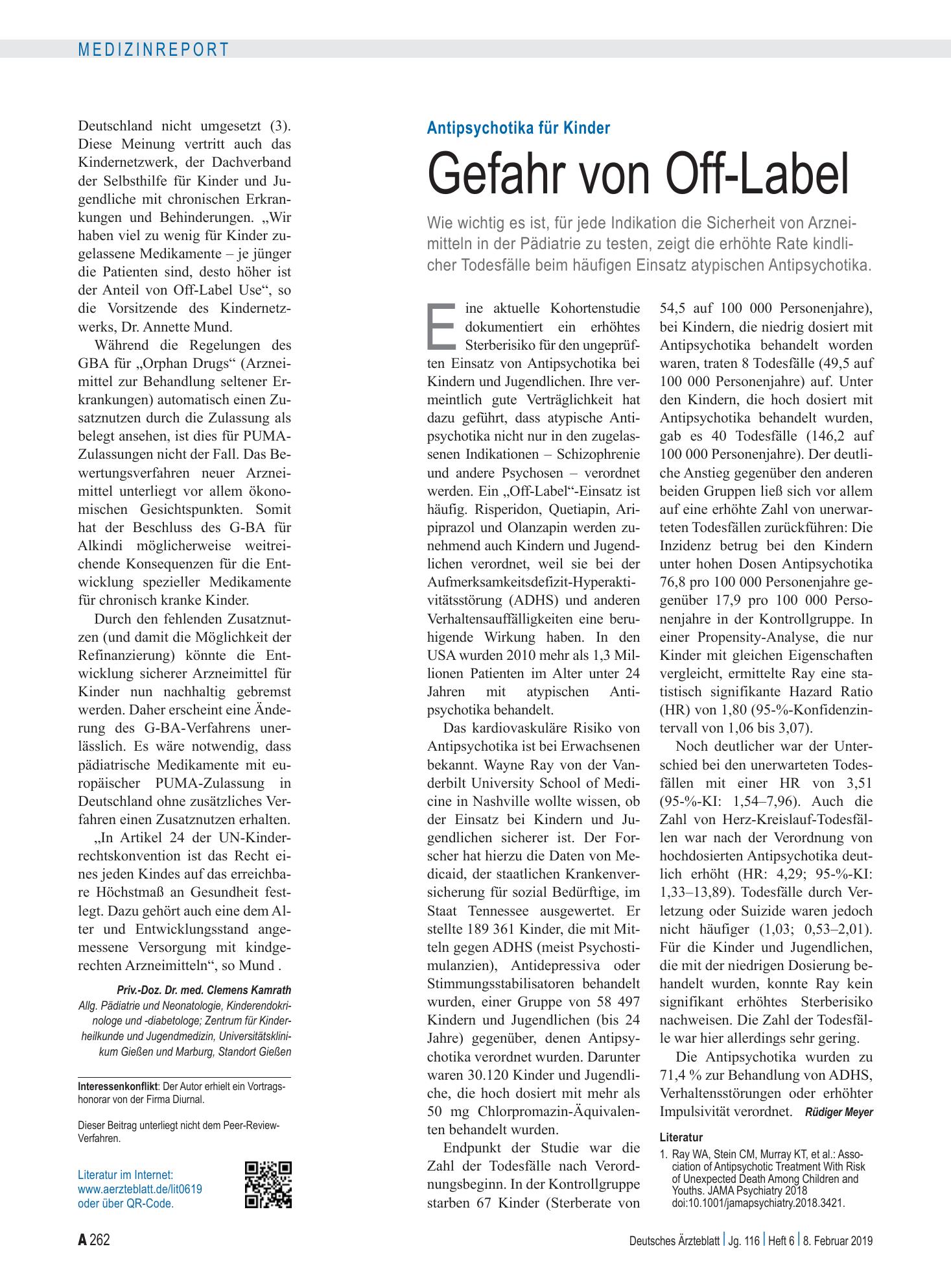 Vorschauseite 1: Antipsychotika für Kinder: Gefahr von Off-Label – Deutsches Ärzteblatt