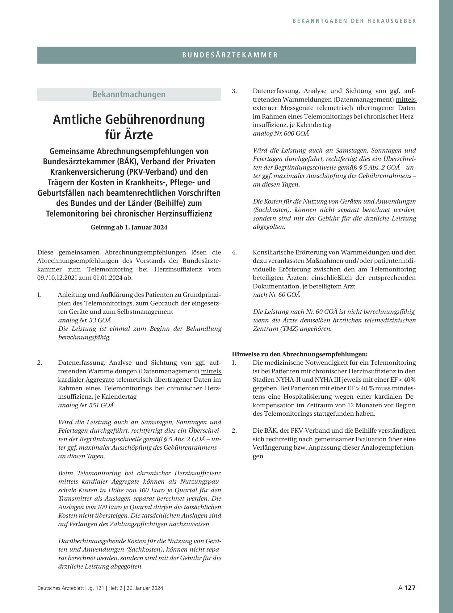 Vorschauseite 1: Amtliche Gebührenordnung für Ärzte: Gemeinsame Abrechnungsempfehlungen von Bundesärztekammer (BÄK), Verband der Privaten Krankenversicherung (PKV-Verband) und den Trägern der Kost…