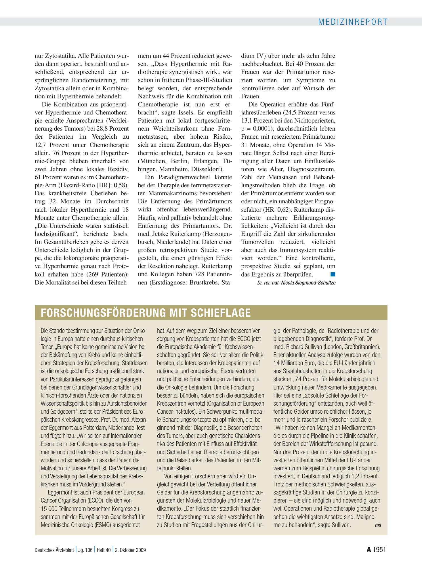 Vorschauseite 1: Forschungsförderung mit Schieflage – Deutsches Ärzteblatt