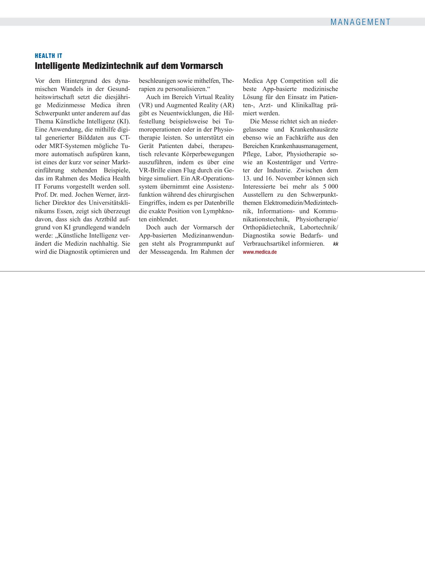 Vorschauseite 1: Health IT: Intelligente Medizintechnik auf dem Vormarsch – Deutsches Ärzteblatt