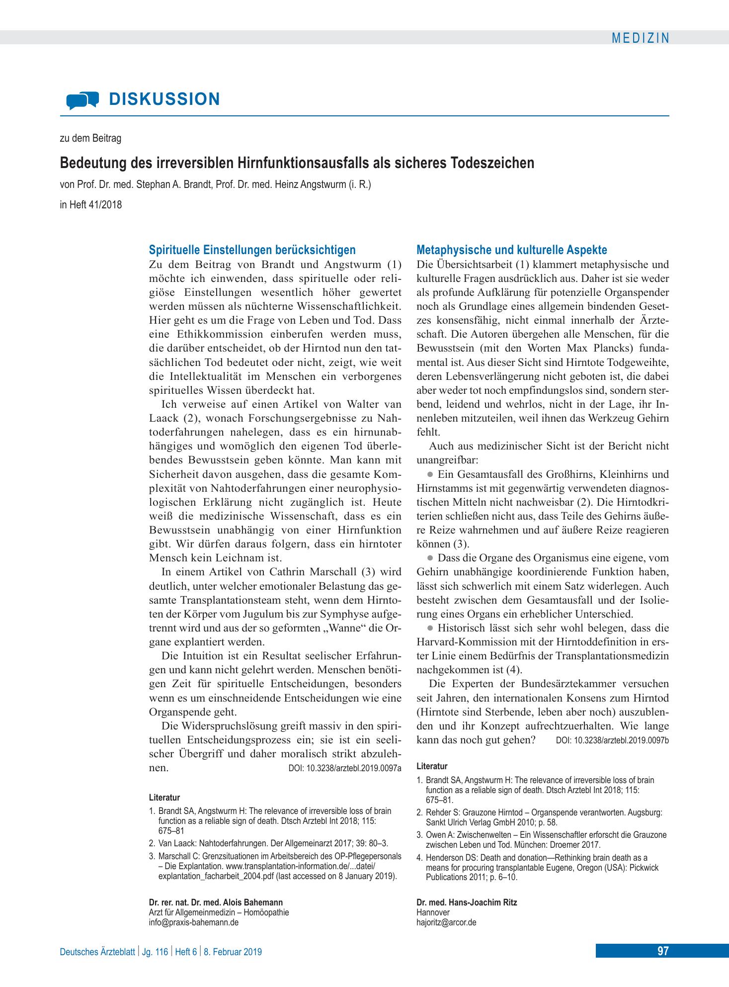 Vorschauseite 1: Metaphysische und kulturelle Aspekte – Deutsches Ärzteblatt