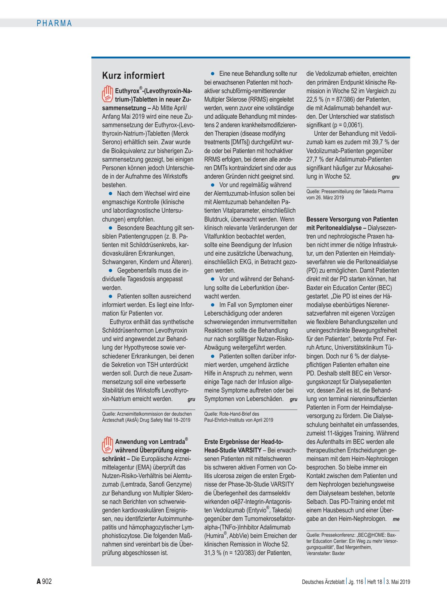 Vorschauseite 1: Kurz informiert – Deutsches Ärzteblatt