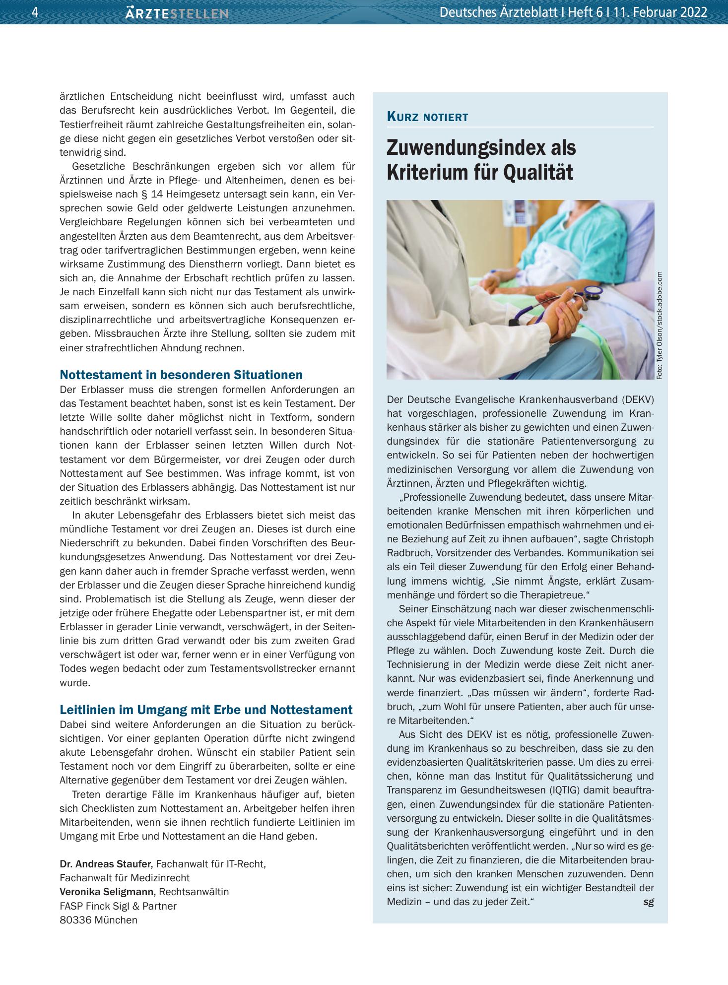 Vorschauseite 1: Zuwendungsindex als Kriterium für Qualität – Deutsches Ärzteblatt