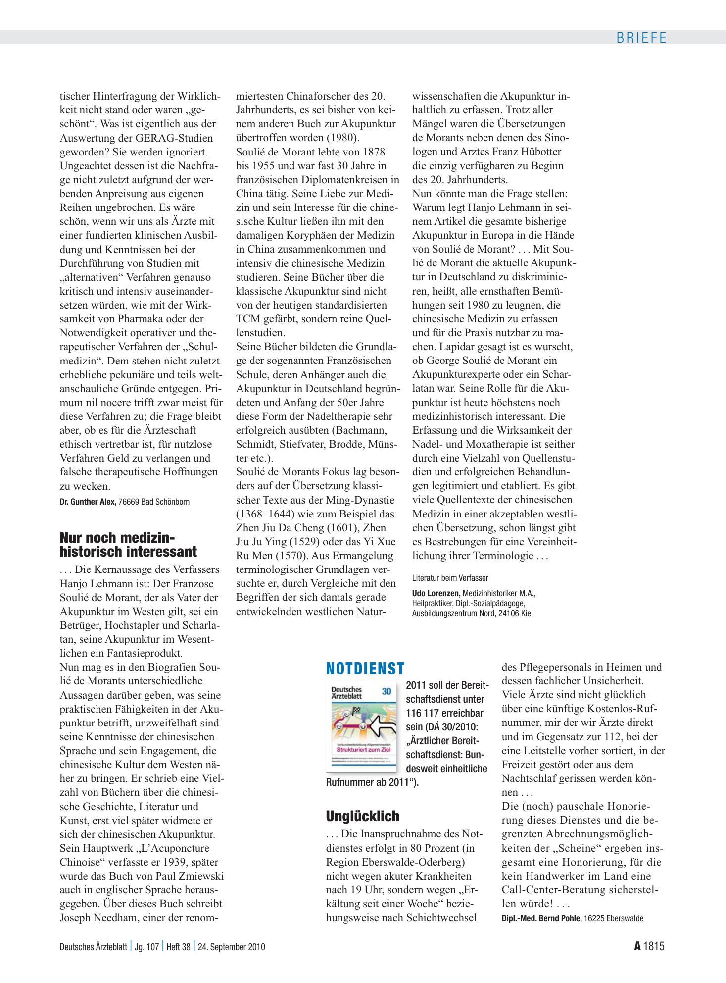 Vorschauseite 1: Notdienst: Unglücklich – Deutsches Ärzteblatt
