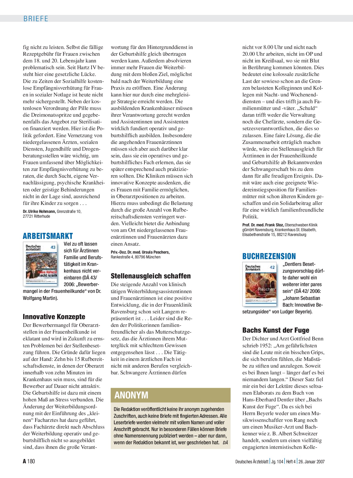 Vorschauseite 1: Arbeitsmarkt: Stellenausgleich schaffen – Deutsches Ärzteblatt