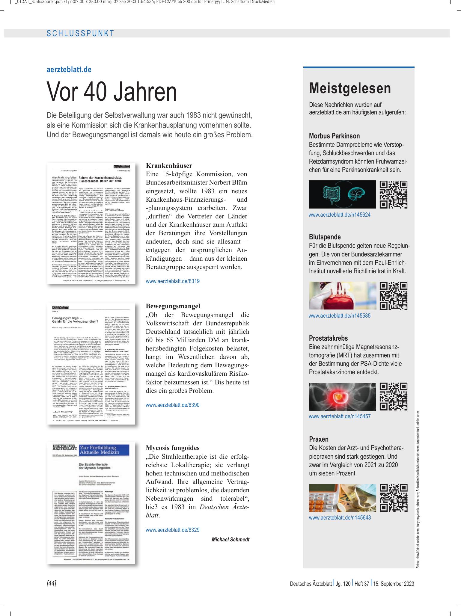 Vorschauseite 1: Meistgelesen – Deutsches Ärzteblatt