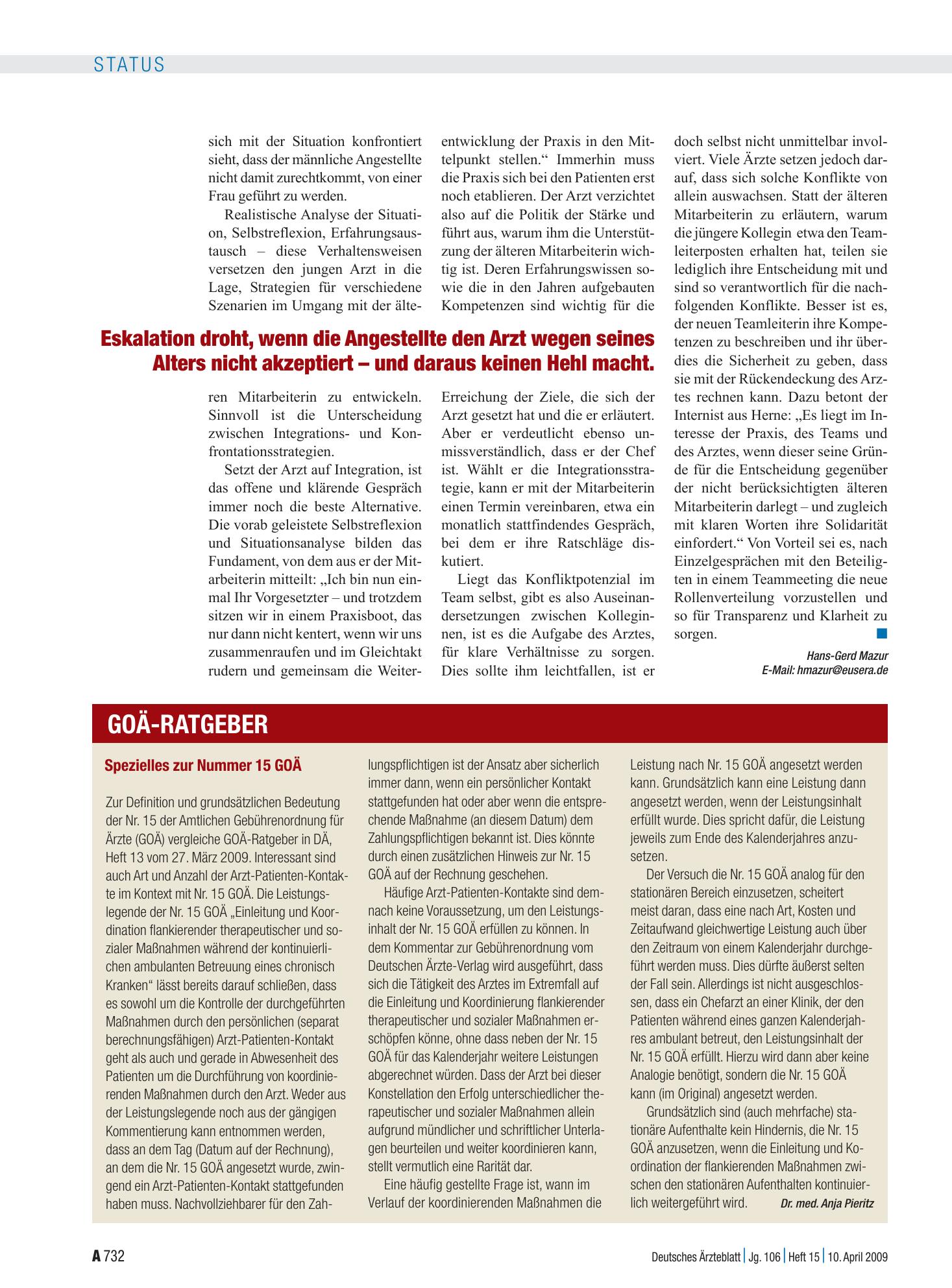 Vorschauseite 1: Spezielles zur Nummer 15 GOÄ – Deutsches Ärzteblatt