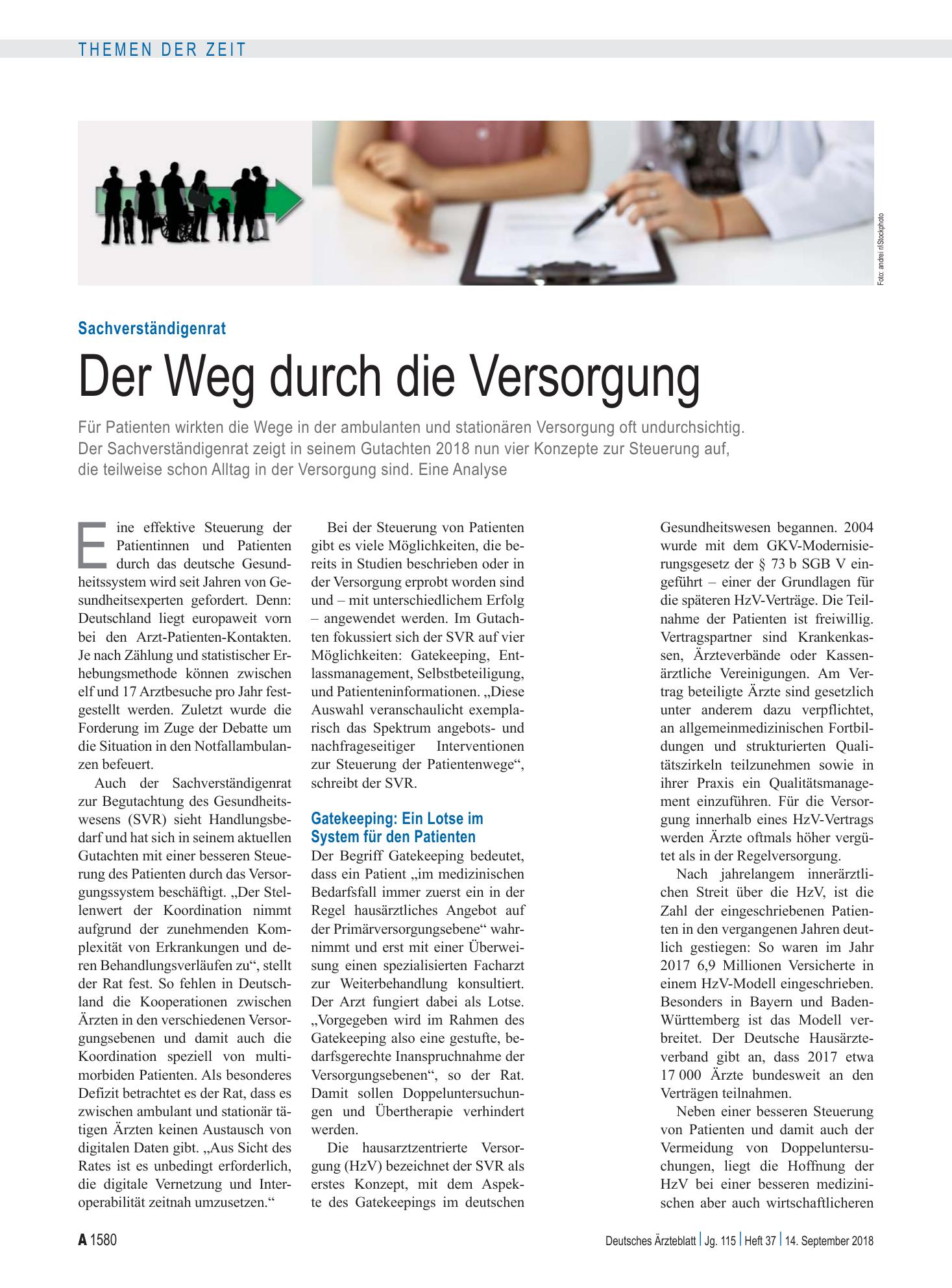 Vorschauseite 1: Sachverständigenrat: Der Weg durch die Versorgung – Deutsches Ärzteblatt