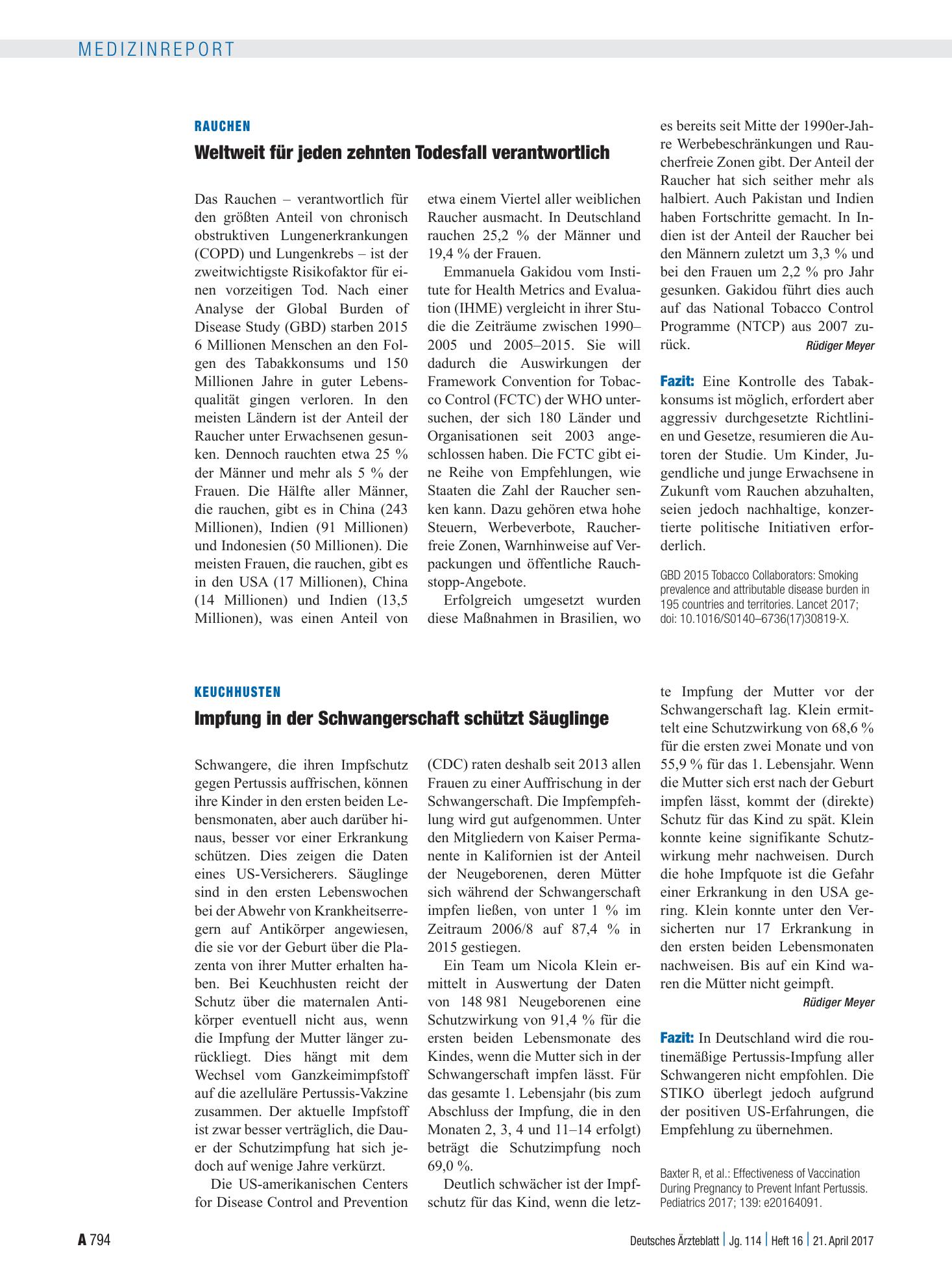 Vorschauseite 1: Keuchhusten: Impfung in der Schwangerschaft schützt Säuglinge – Deutsches Ärzteblatt