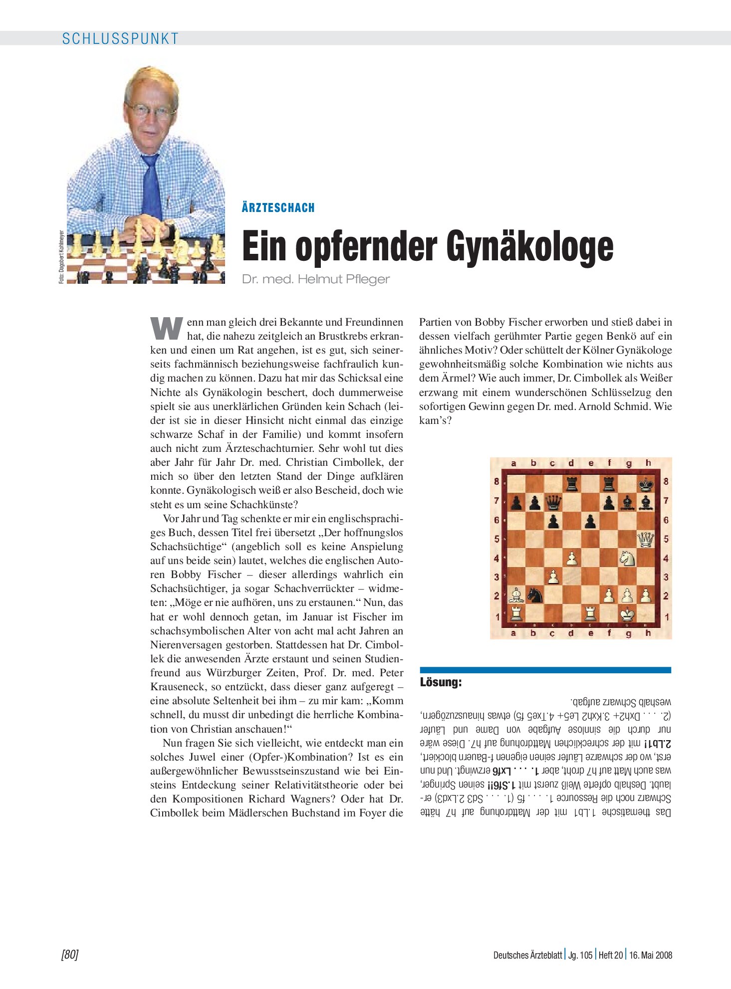 Vorschauseite 1: ÄrzteSchach: Ein opfernder Gynäkologe – Deutsches Ärzteblatt