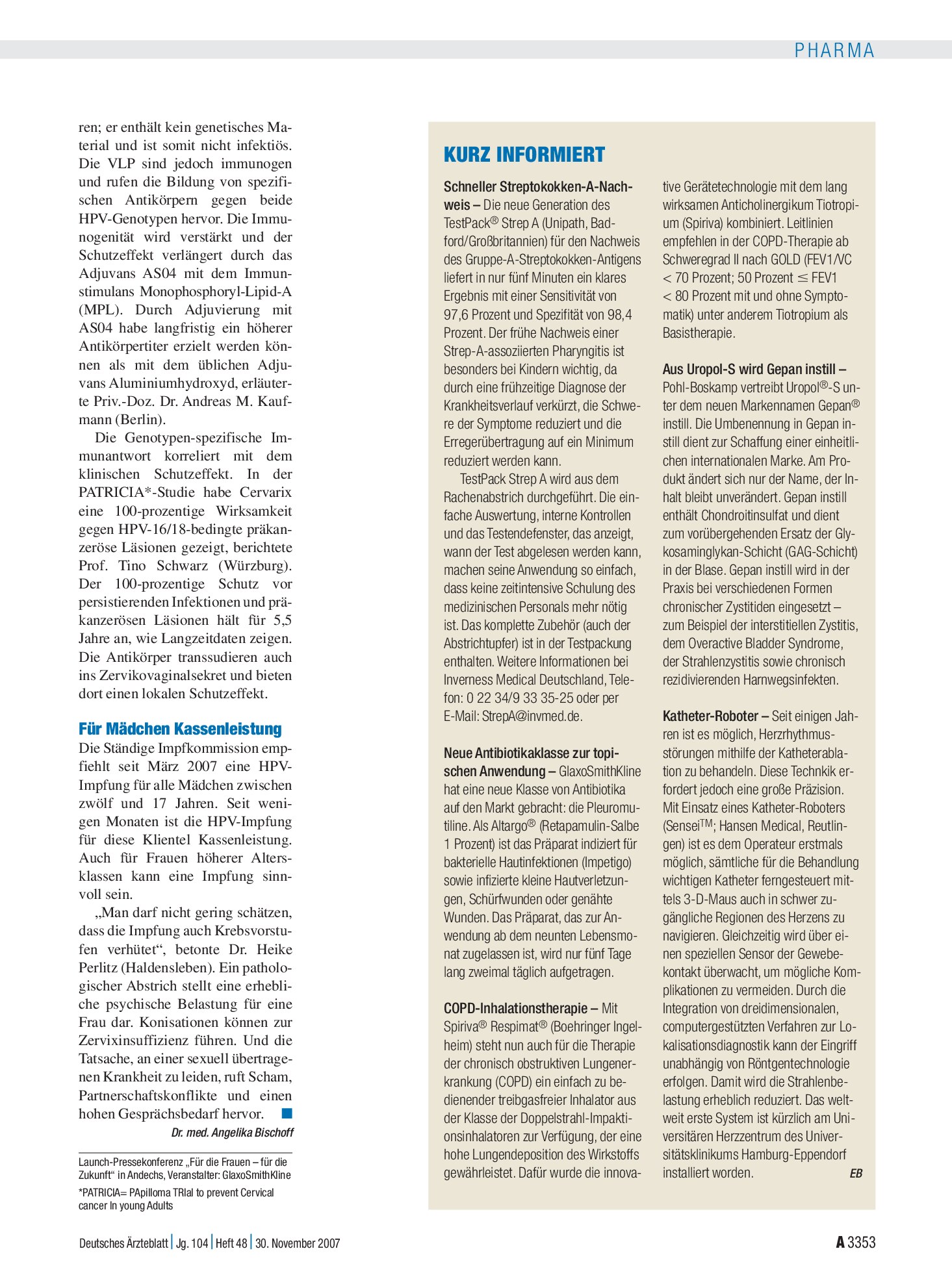 Vorschauseite 1: Kurz infomiert – Deutsches Ärzteblatt