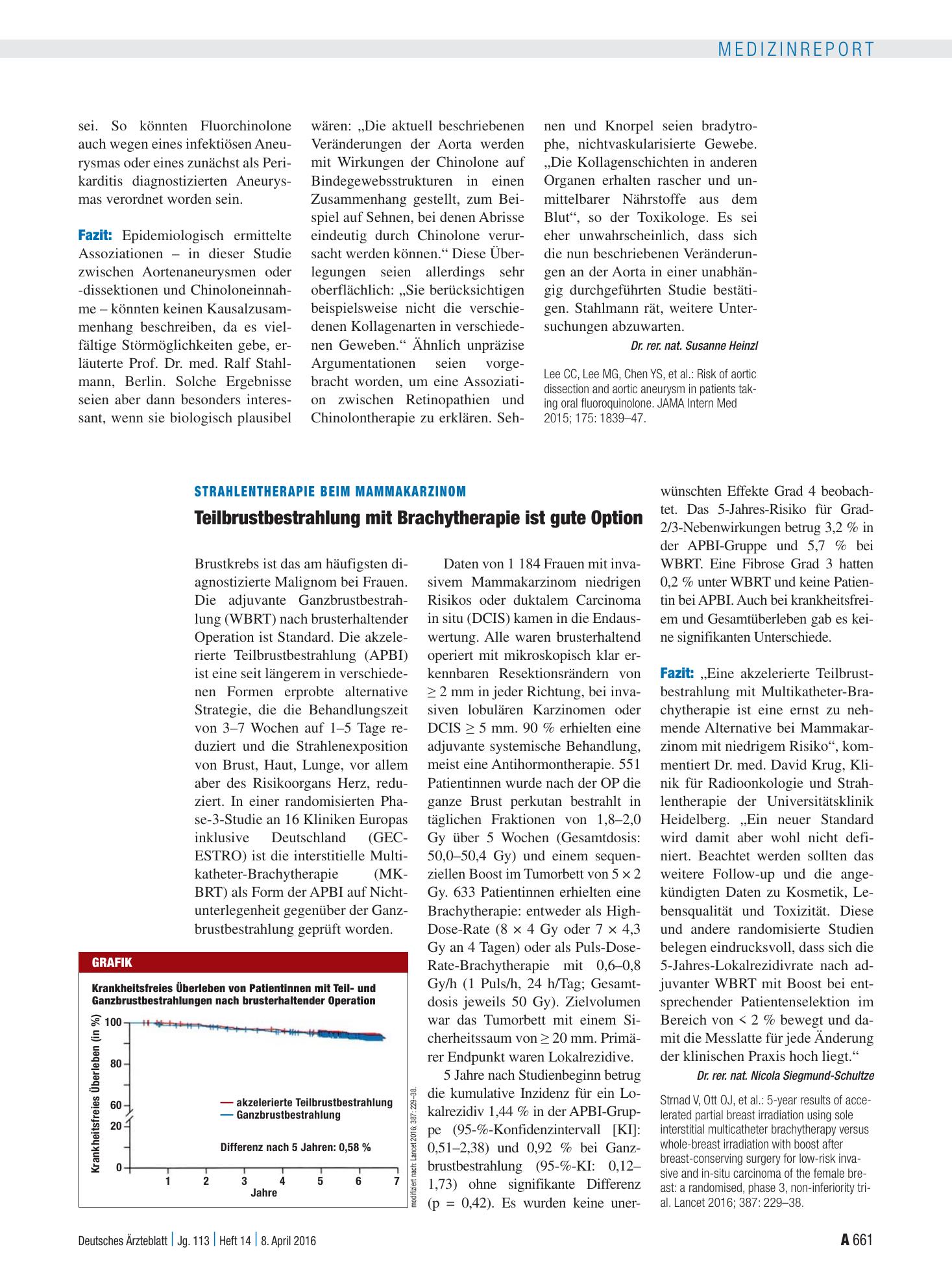 Vorschauseite 1: Strahlentherapie beim Mammakarzinom: Teilbrustbestrahlung mit Brachytherapie ist gute Option – Deutsches Ärzteblatt