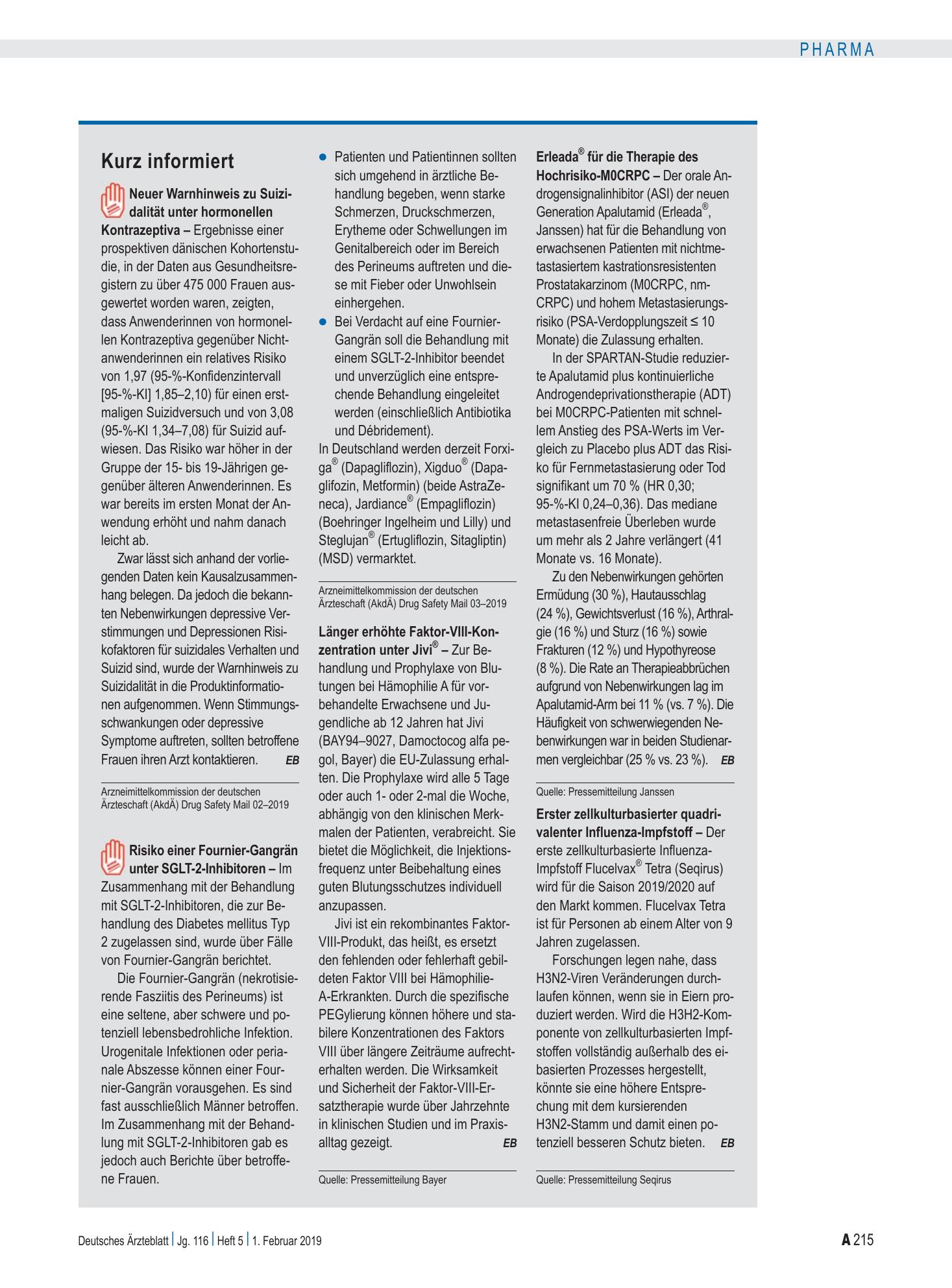 Vorschauseite 1: Kurz informiert – Deutsches Ärzteblatt