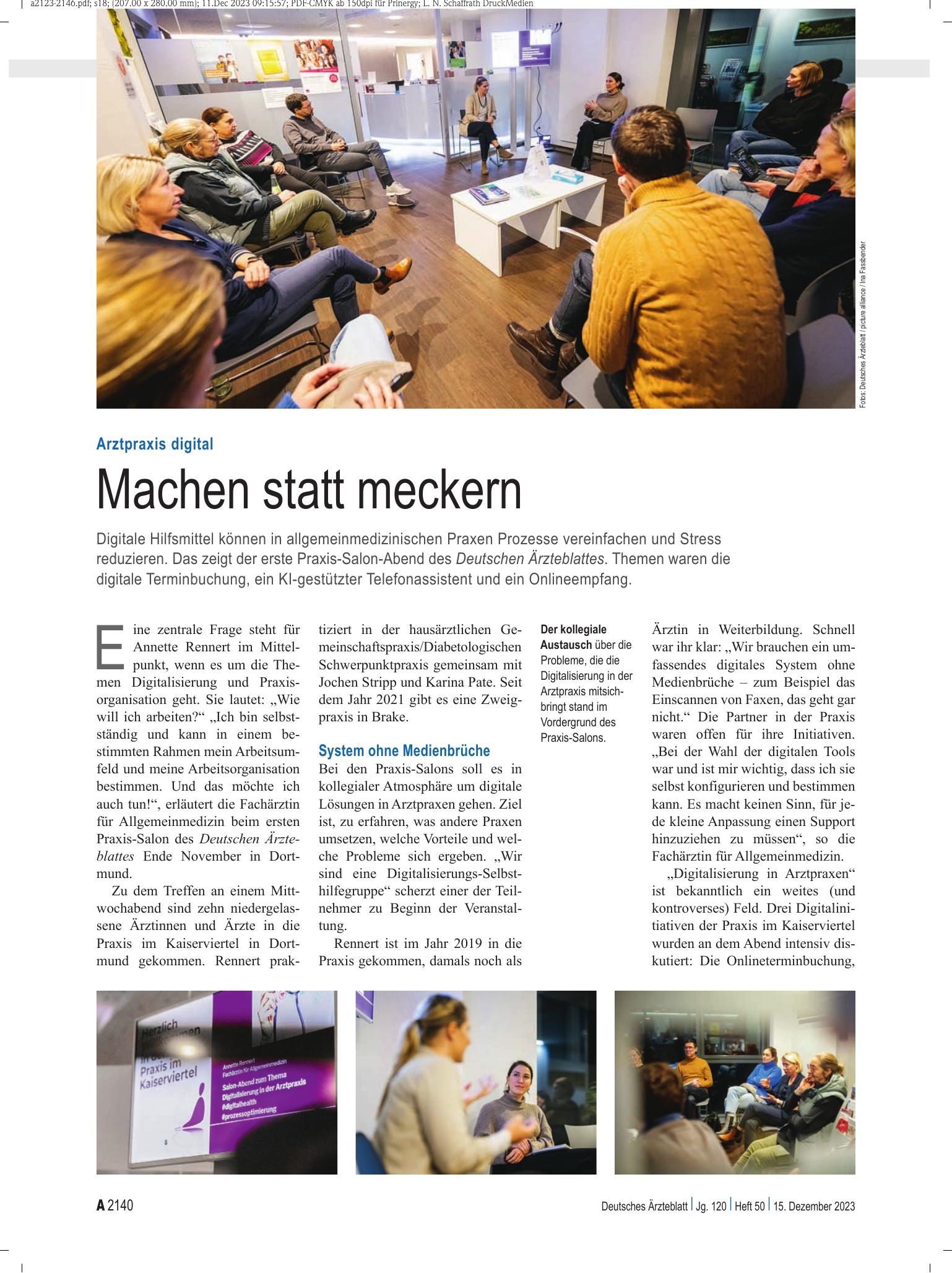 Vorschauseite 1: Arztpraxis digital: Machen statt meckern – Deutsches Ärzteblatt