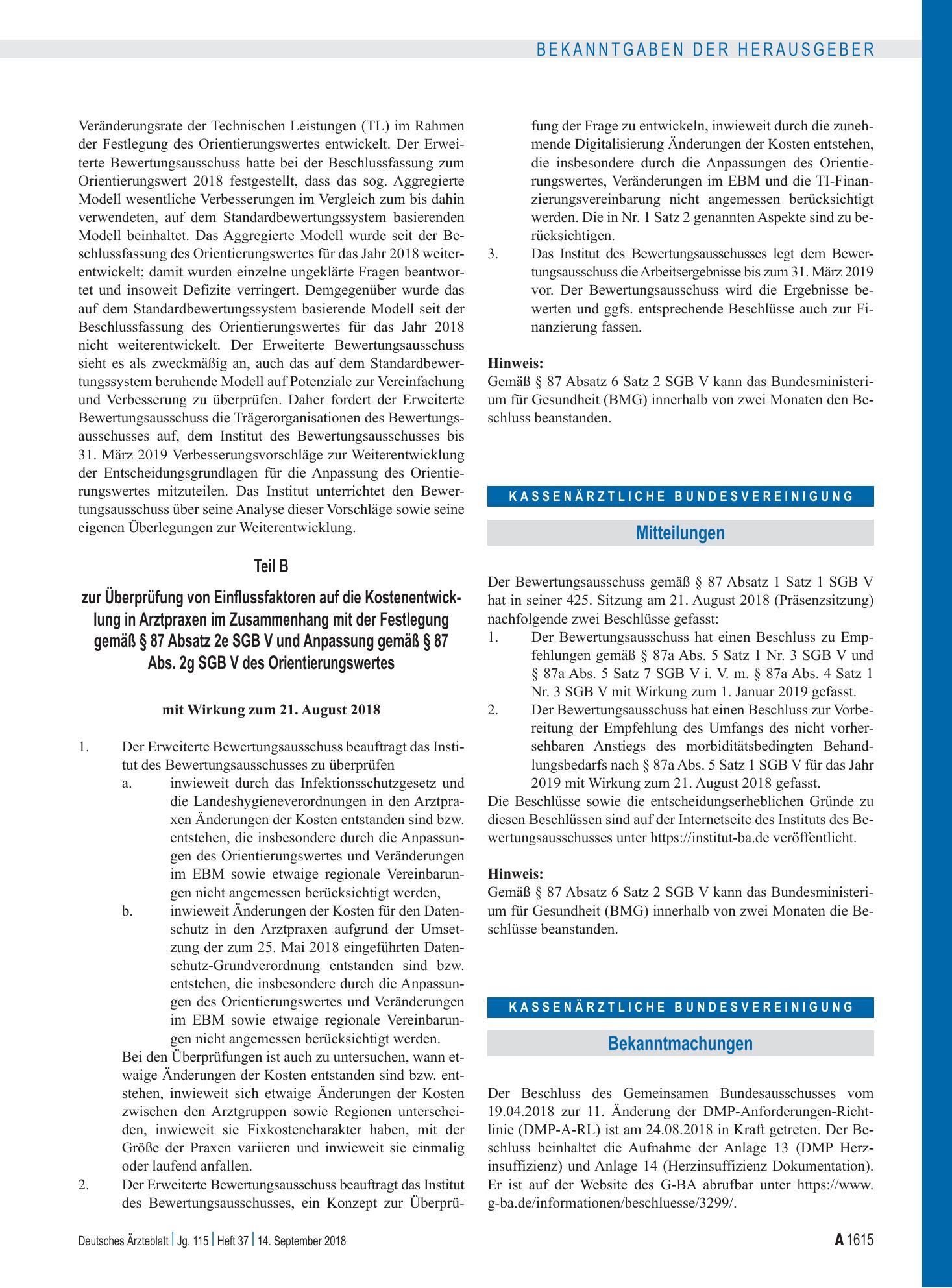 Vorschauseite 1: Mitteilungen – Deutsches Ärzteblatt