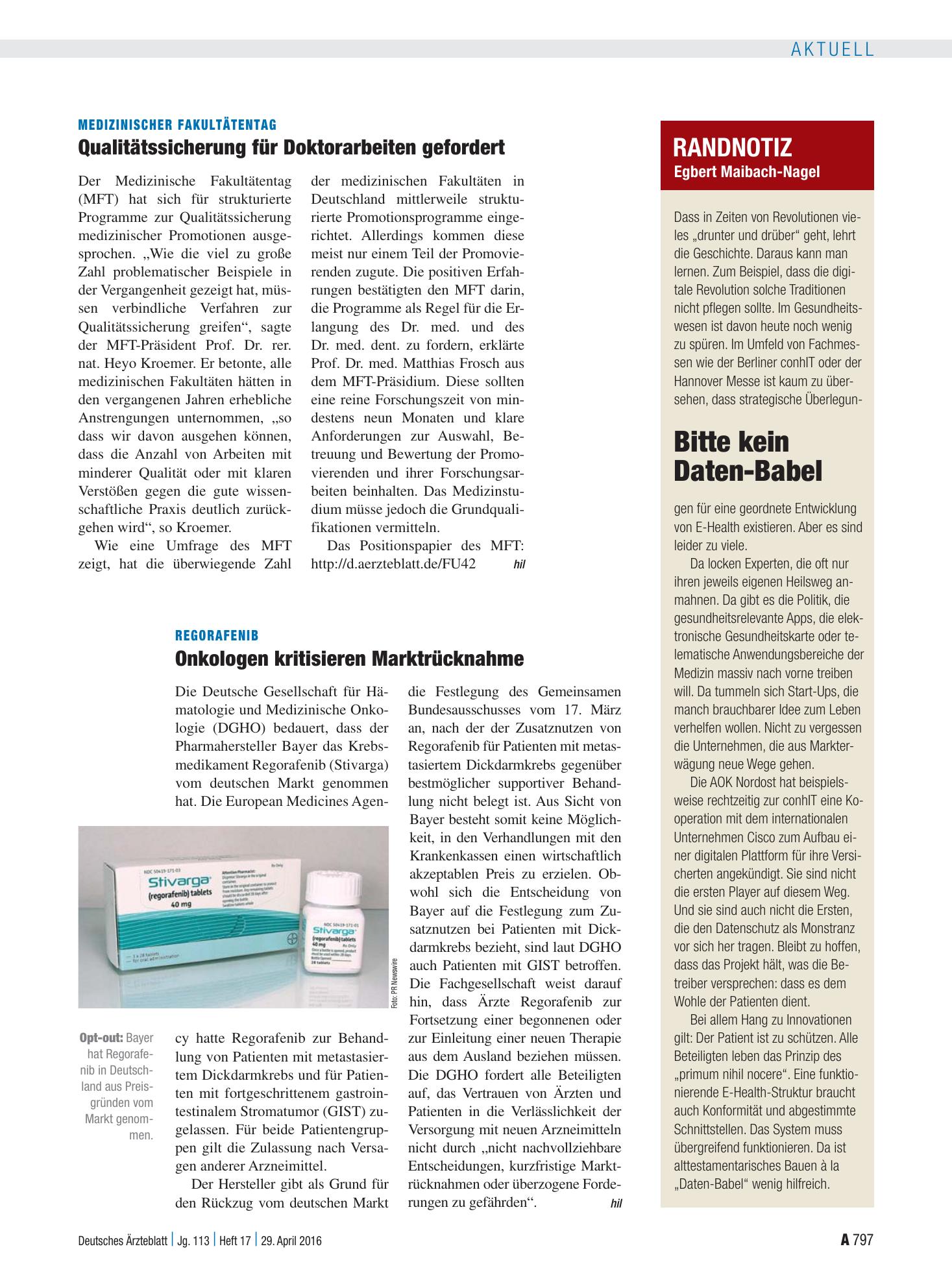 Vorschauseite 1: Randnotiz: Bitte kein Daten-Babel – Deutsches Ärzteblatt