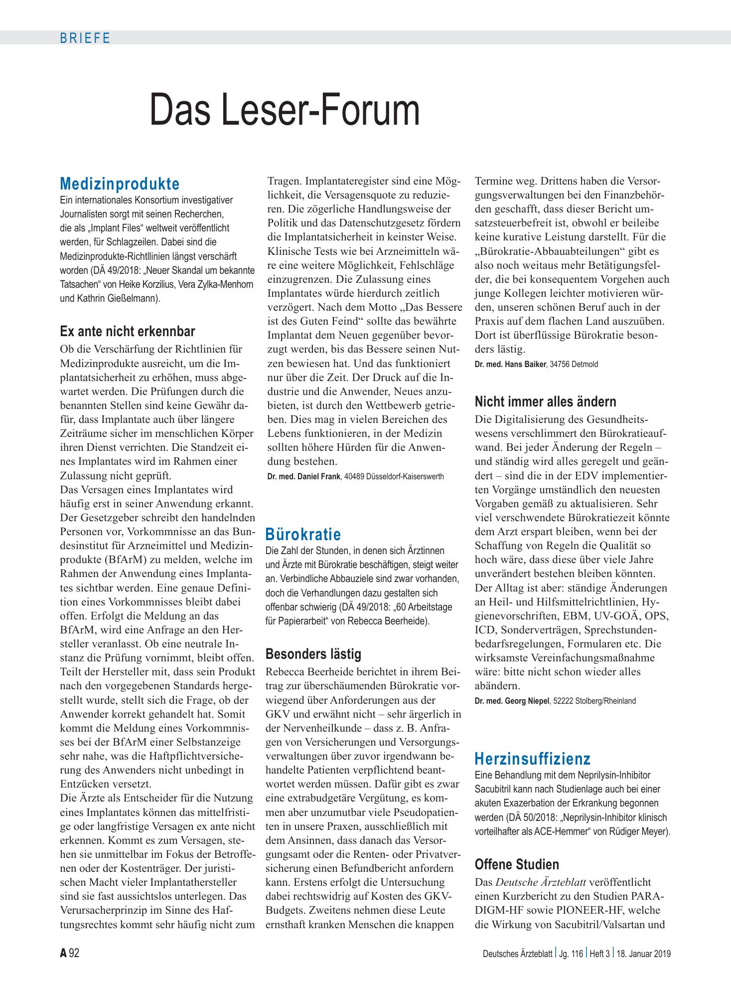 Vorschauseite 1: Herzinsuffizienz: Offene Studien – Deutsches Ärzteblatt
