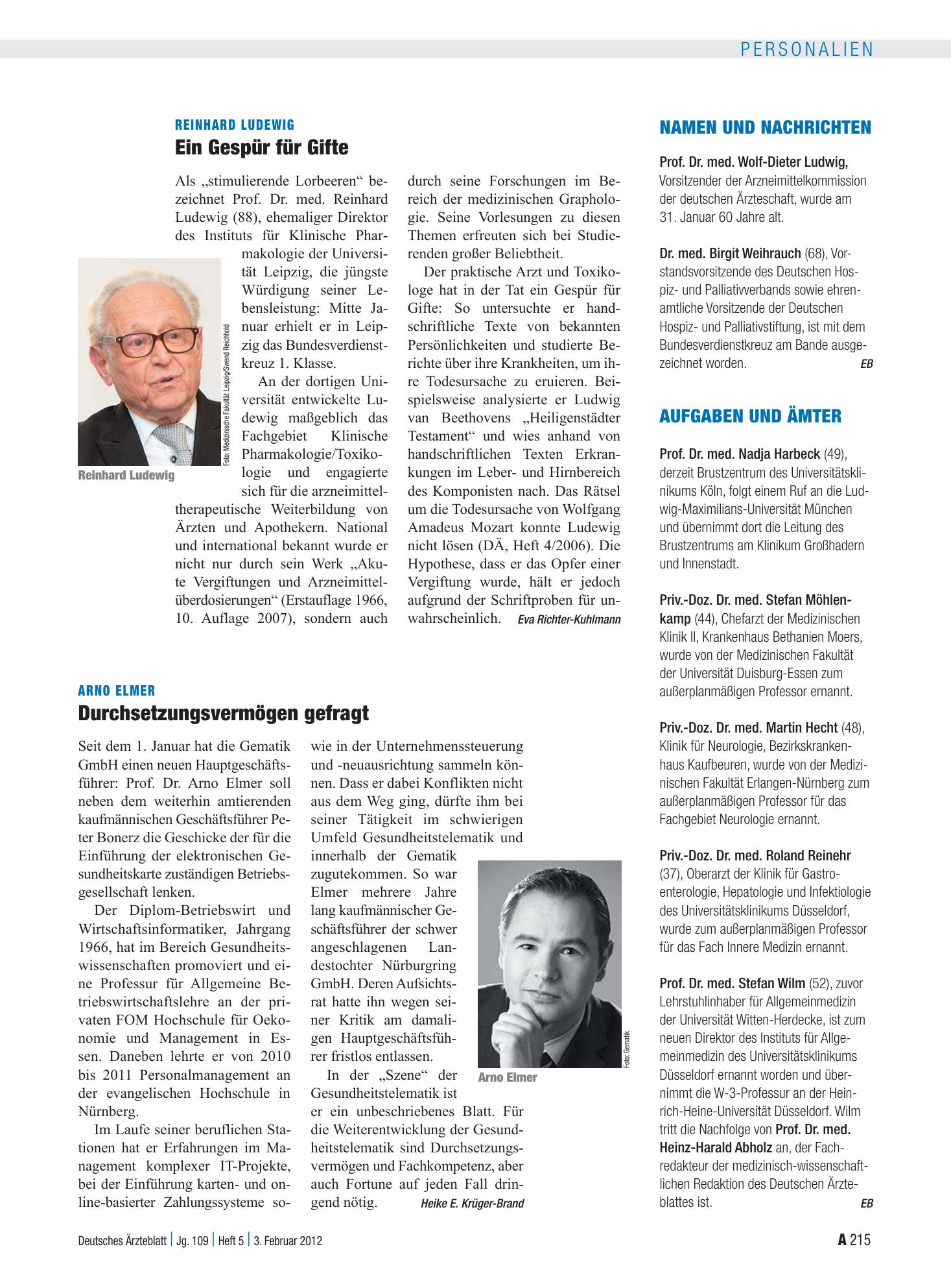 Vorschauseite 1: Aufgaben und Ämter – Deutsches Ärzteblatt
