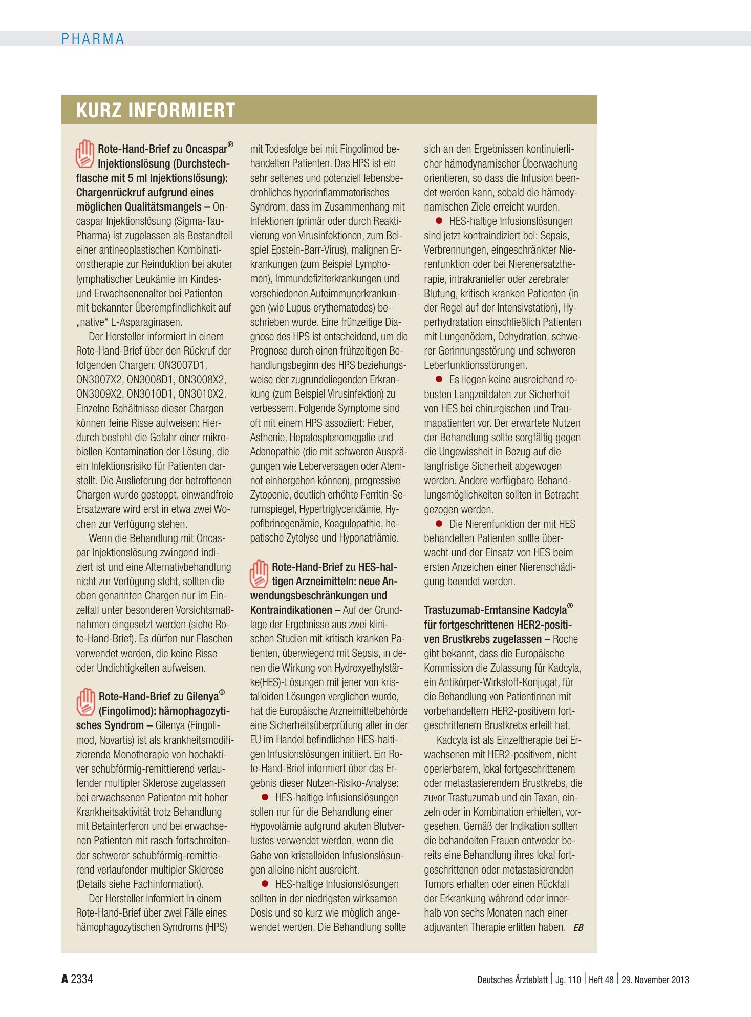 Vorschauseite 1: Kurz informiert – Deutsches Ärzteblatt
