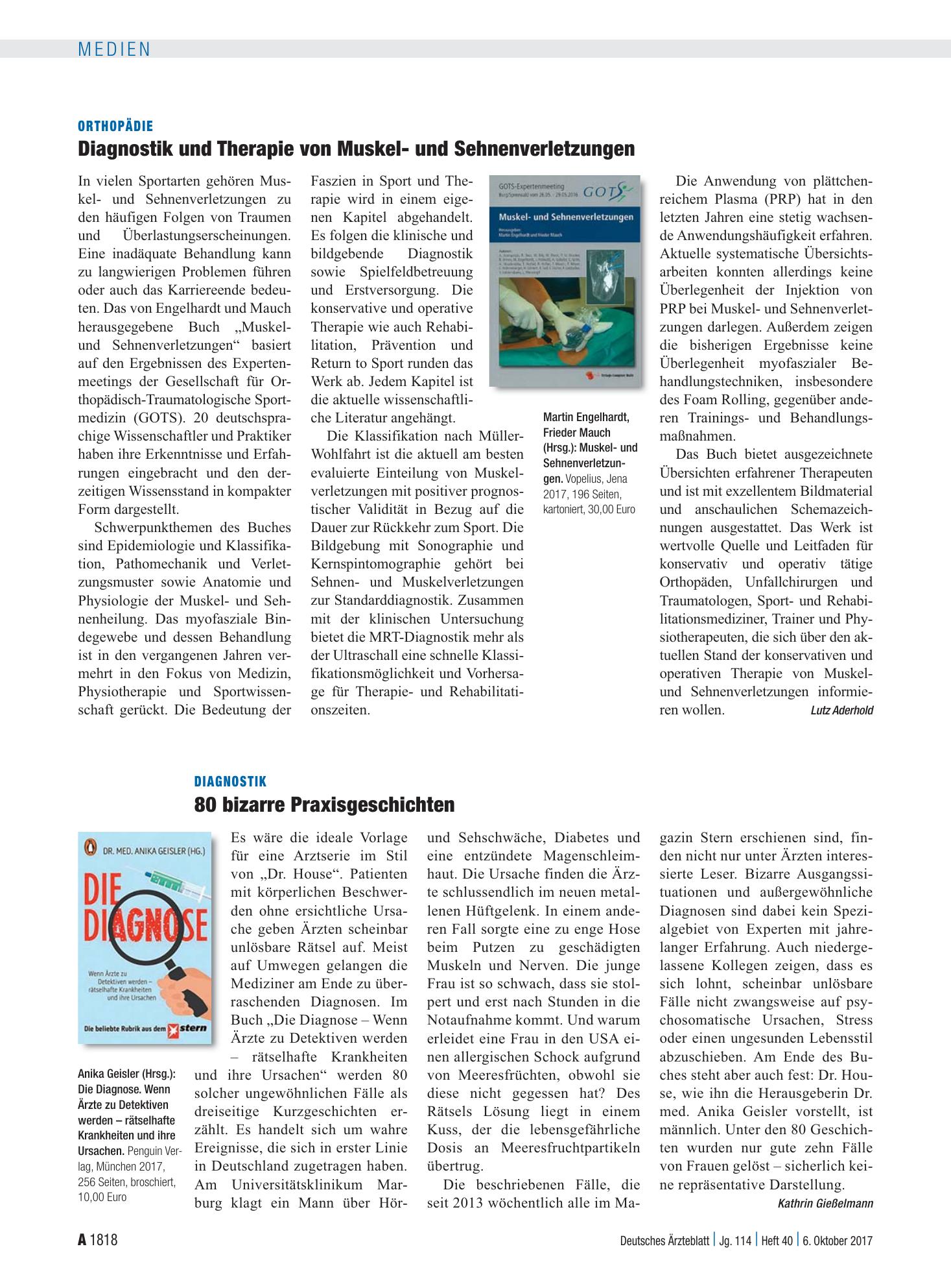 Vorschauseite 1: Diagnostik: 80 bizarre Praxisgeschichten – Deutsches Ärzteblatt