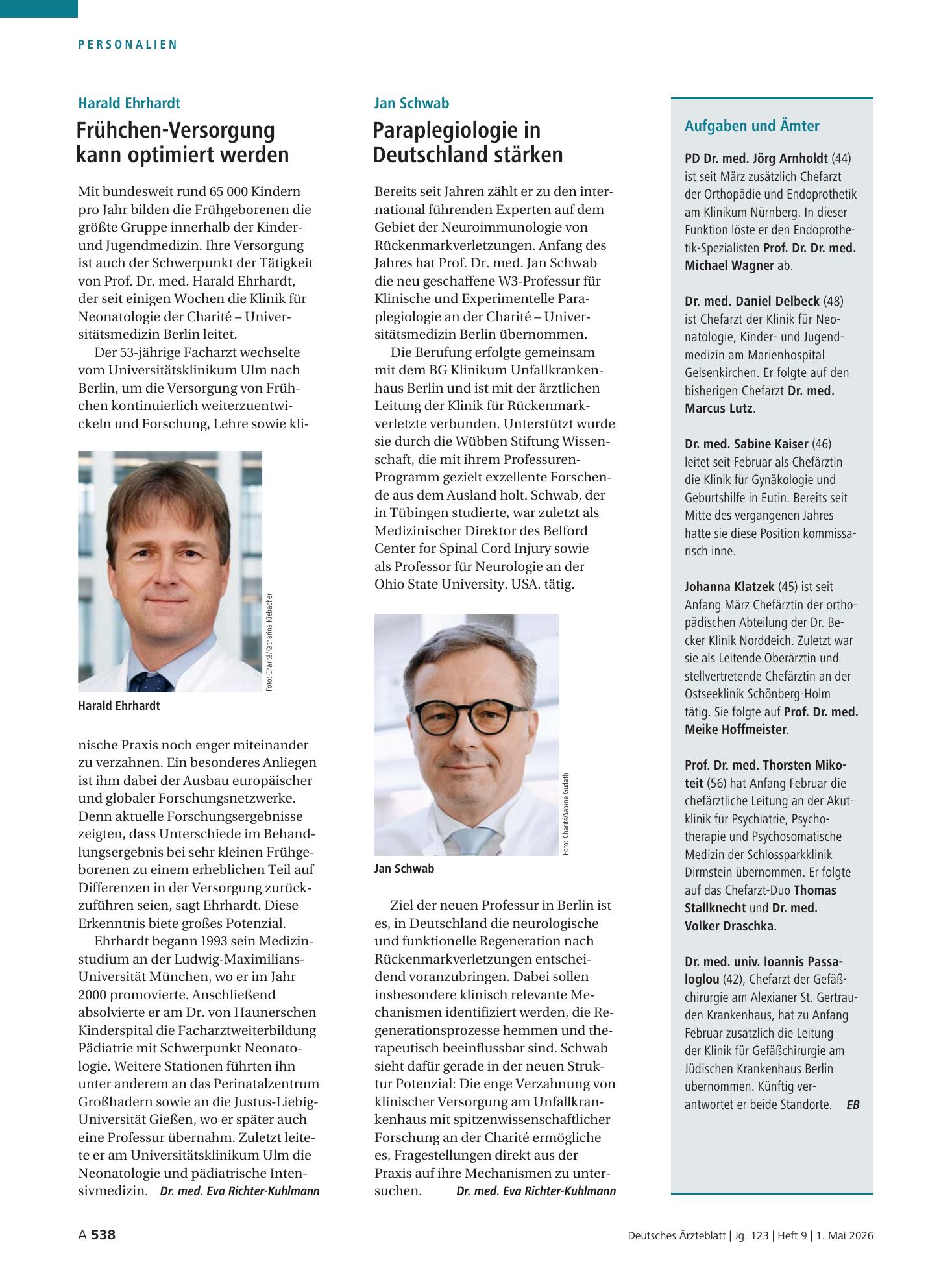 Vorschauseite 1: Aufgaben und Ämter – Deutsches Ärzteblatt