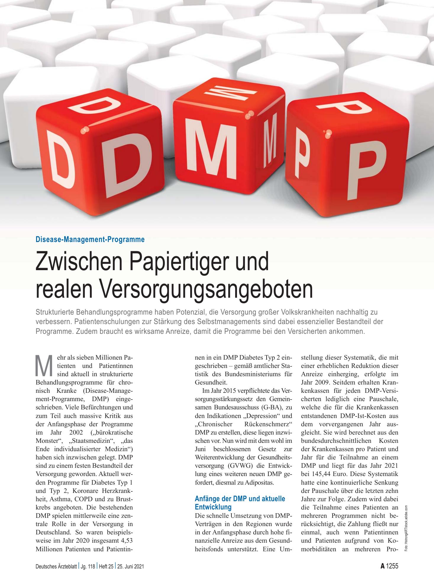Vorschauseite 1: Disease-Management-Programme: Zwischen Papiertiger und realen Versorgungsangeboten – Deutsches Ärzteblatt