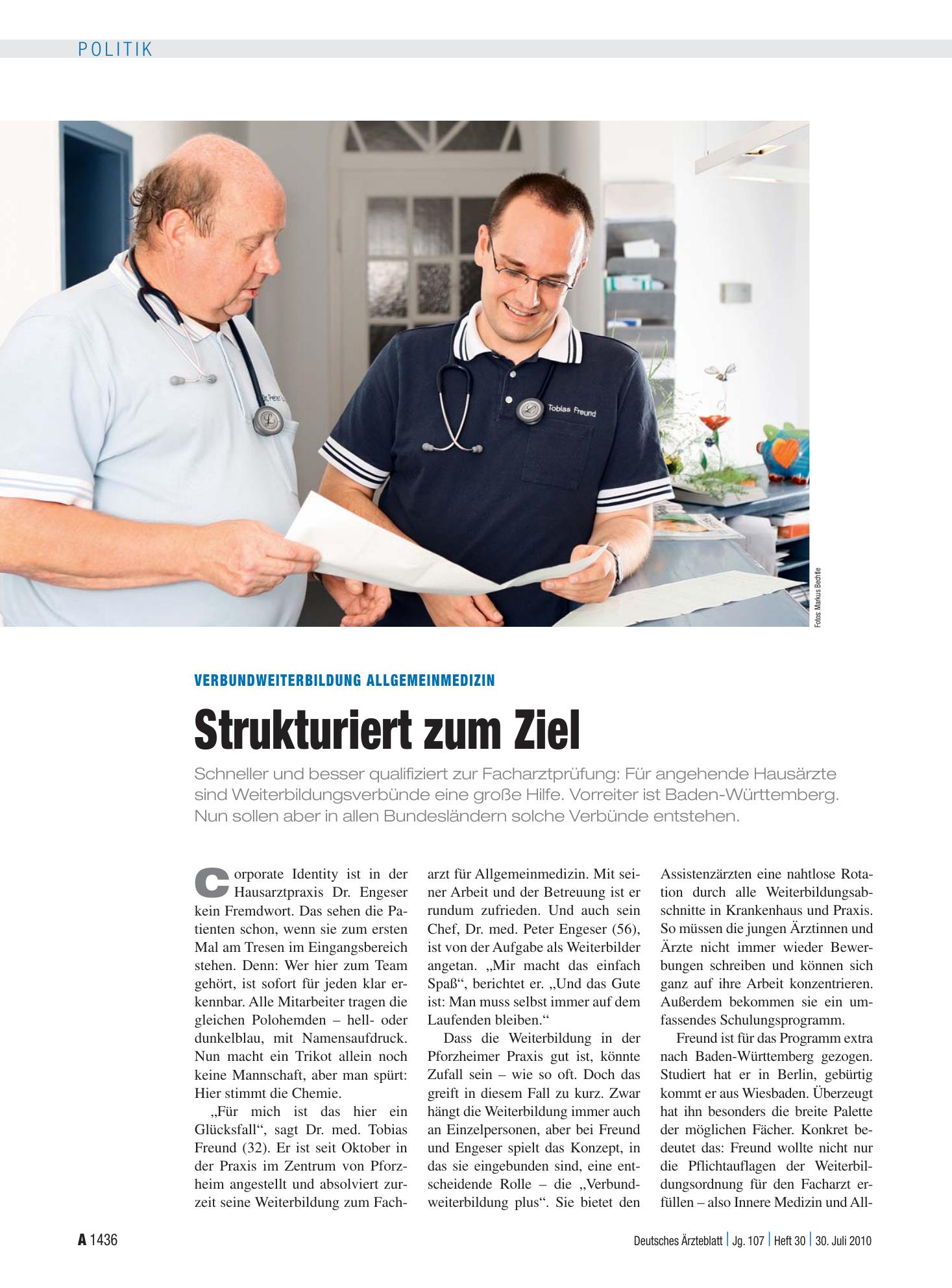 Vorschauseite 1: Verbundweiterbildung Allgemeinmedizin: Strukturiert zum Ziel – Deutsches Ärzteblatt