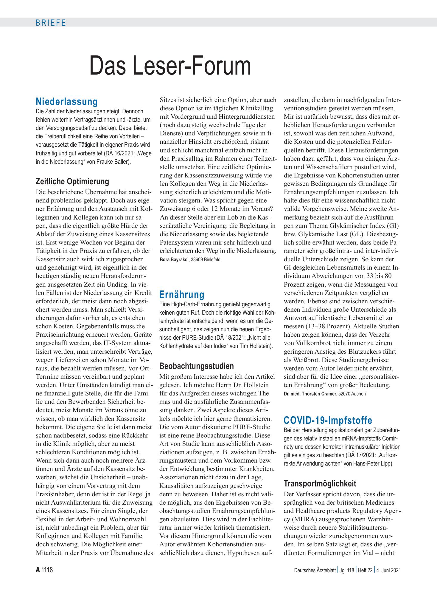 Vorschauseite 1: Ernährung: Beobachtungsstudien – Deutsches Ärzteblatt