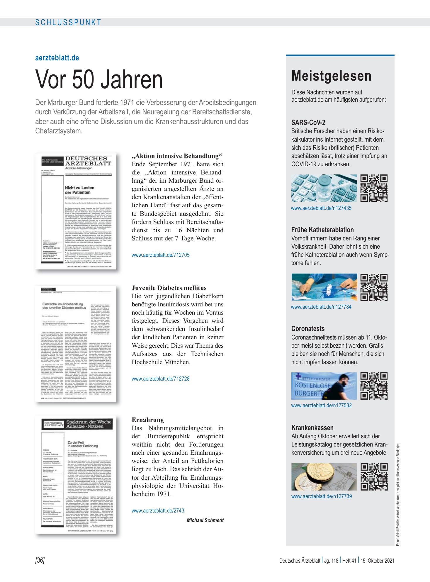 Vorschauseite 1: Meistgelesen – Deutsches Ärzteblatt