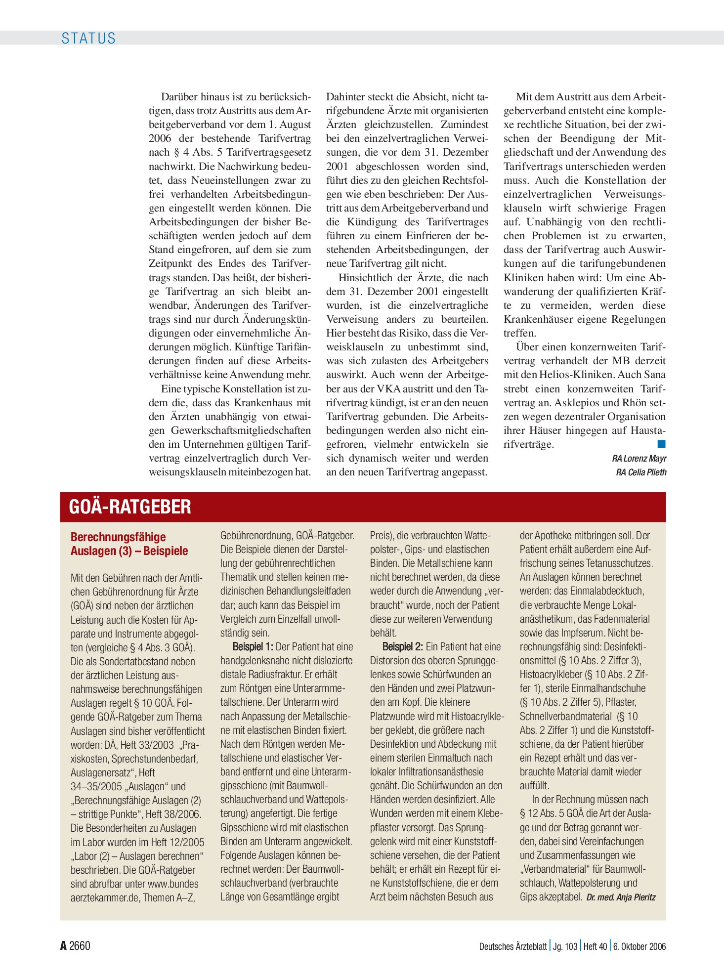 Vorschauseite 1: Berechnungsfähige Auslagen (3) – Beispiele – Deutsches Ärzteblatt