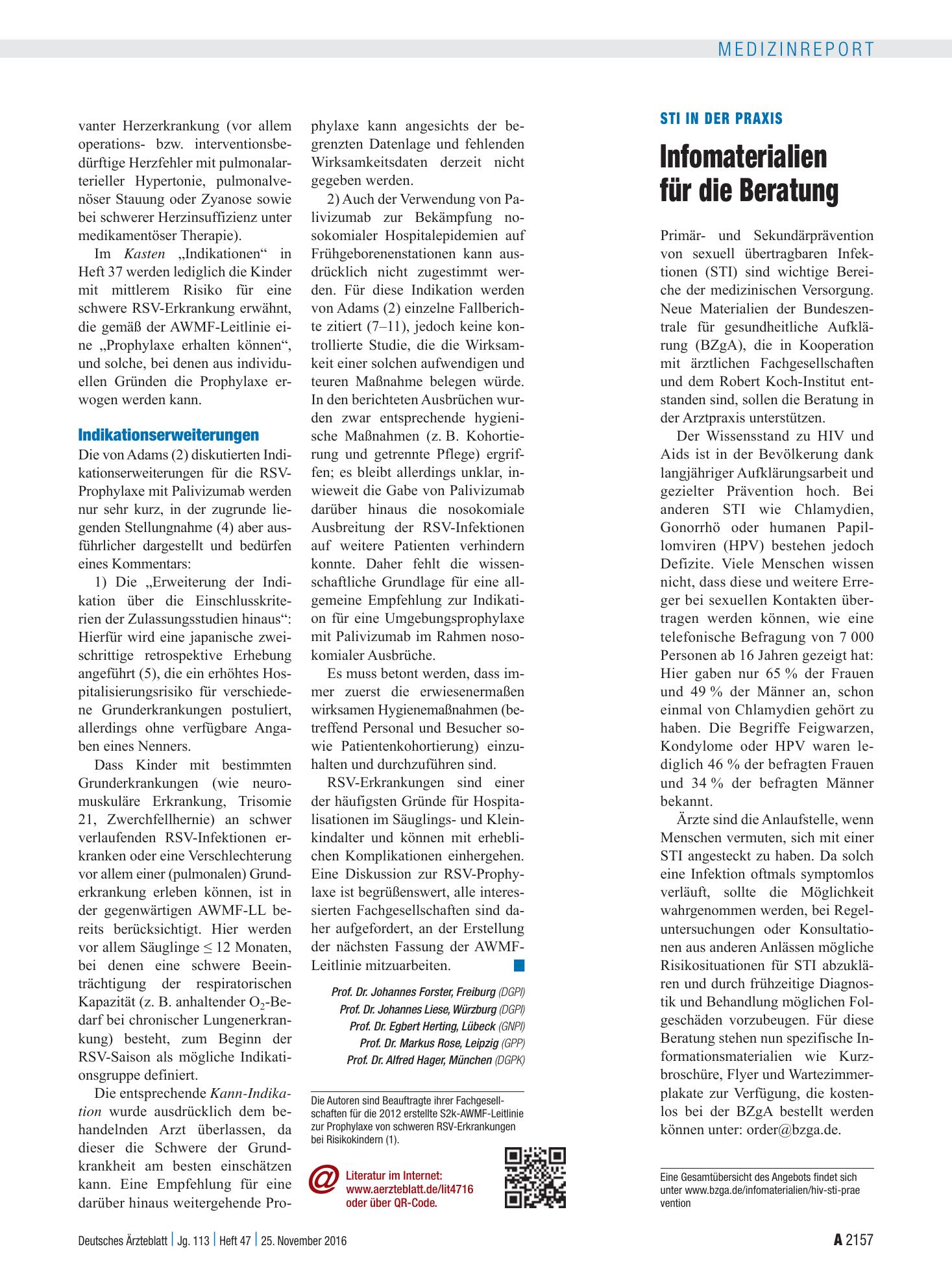 Vorschauseite 1: STI in der Praxis: Infomaterialien für die Beratung – Deutsches Ärzteblatt
