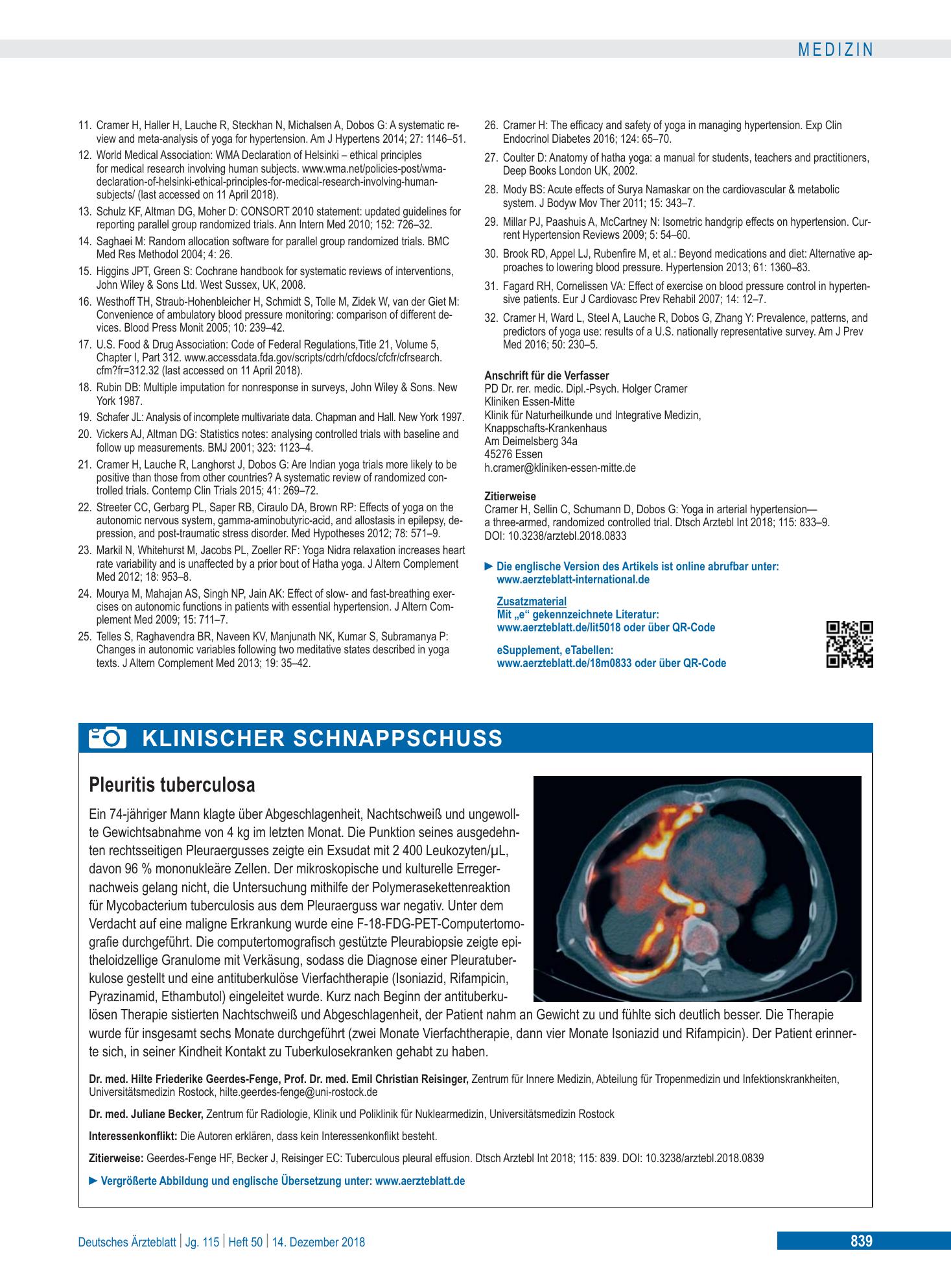 Vorschauseite 1: Pleuritis tuberculosa – Deutsches Ärzteblatt