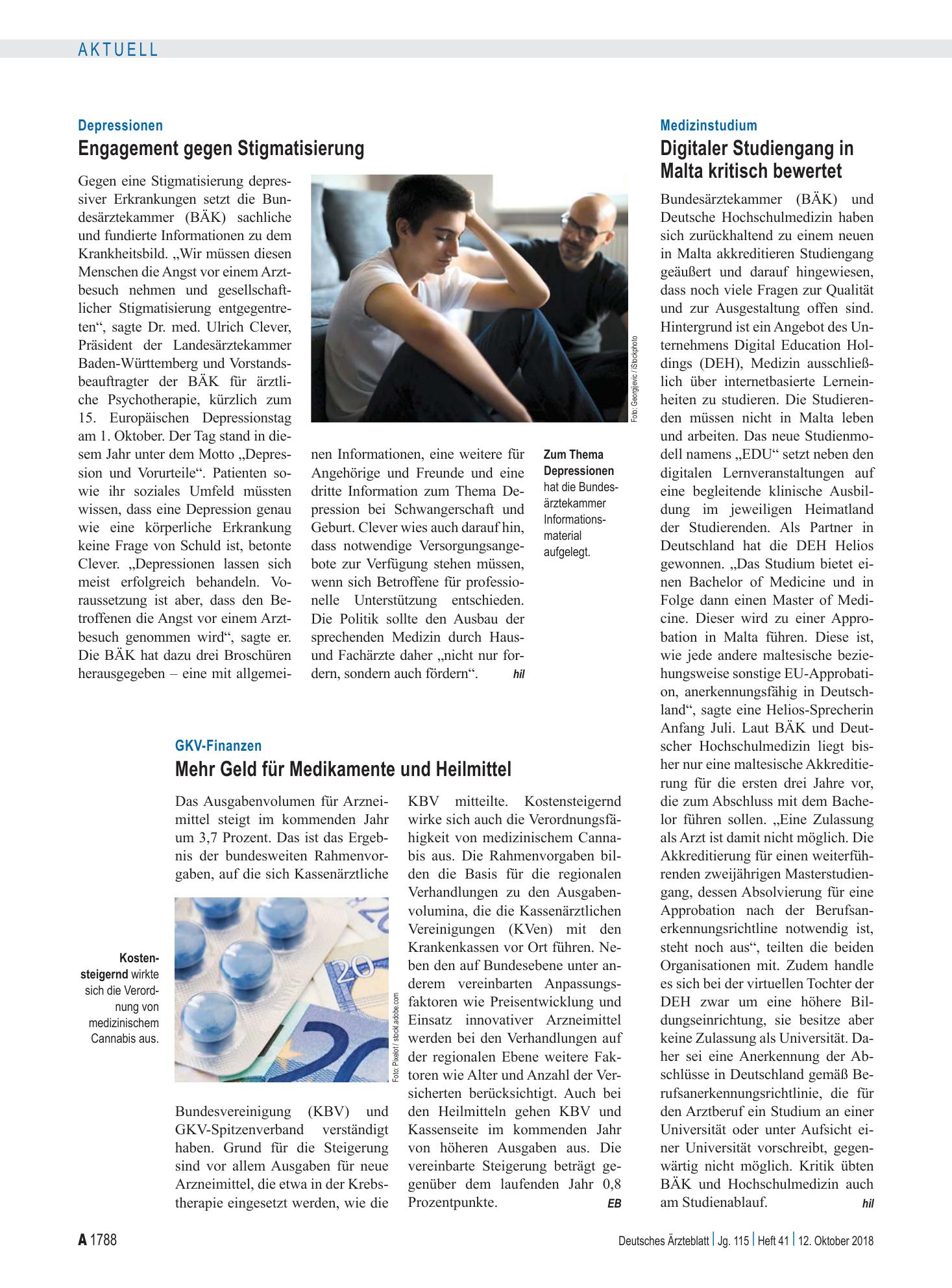 Vorschauseite 1: Medizinstudium: Digitaler Studiengang in Malta kritisch bewertet – Deutsches Ärzteblatt