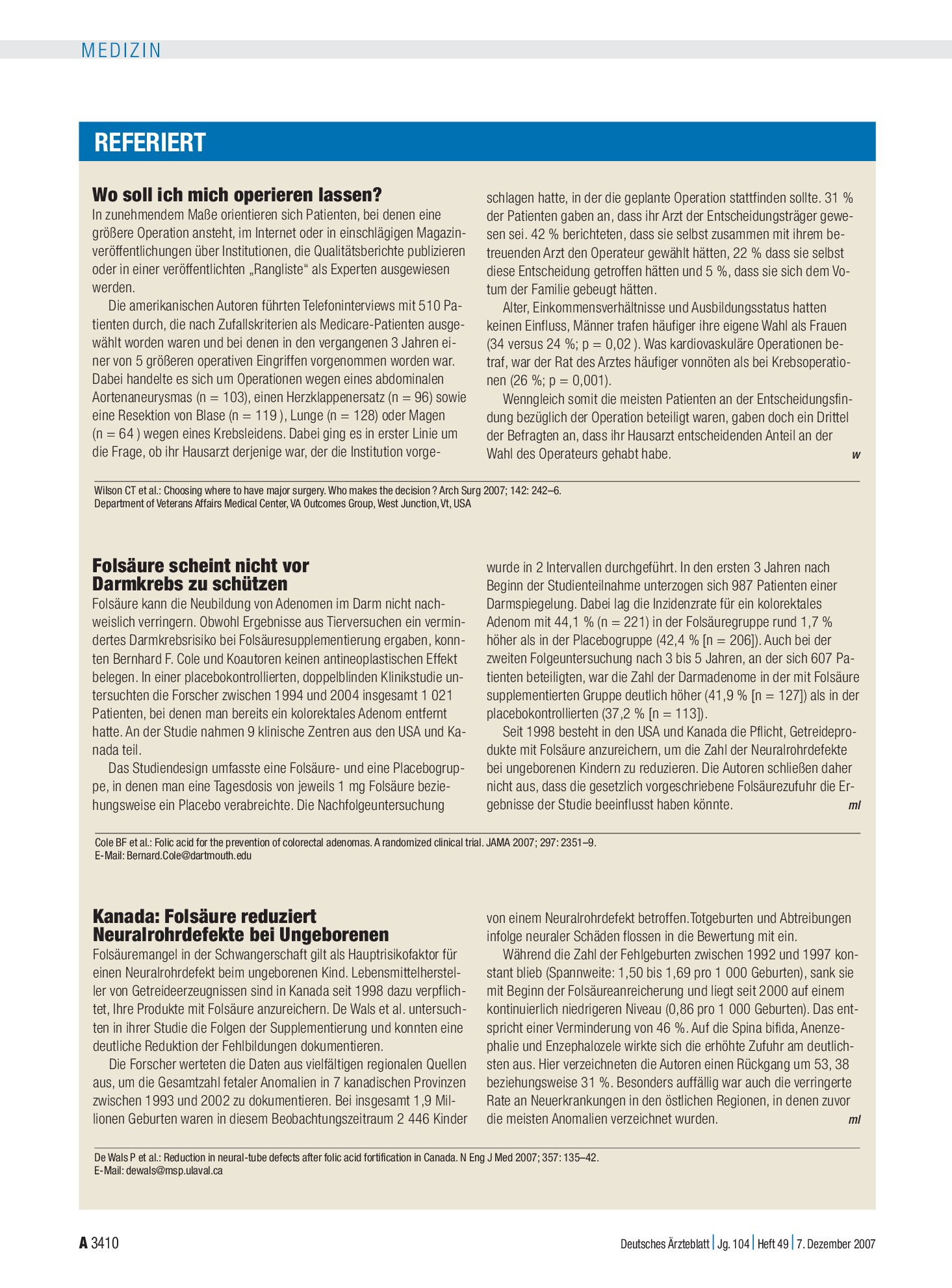 Vorschauseite 1: Wo soll ich mich operieren lassen? – Deutsches Ärzteblatt