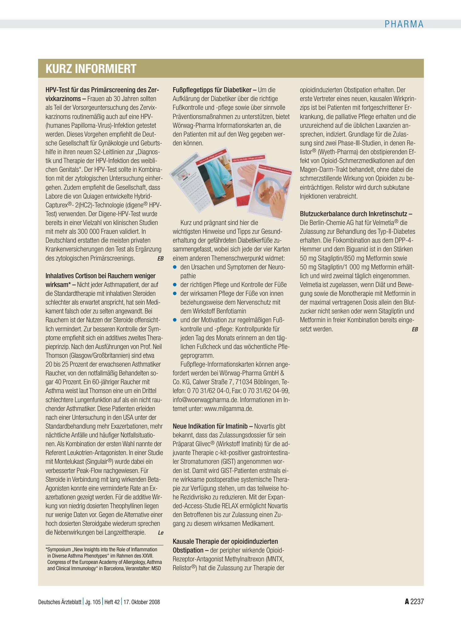 Vorschauseite 1: Kurz informiert – Deutsches Ärzteblatt