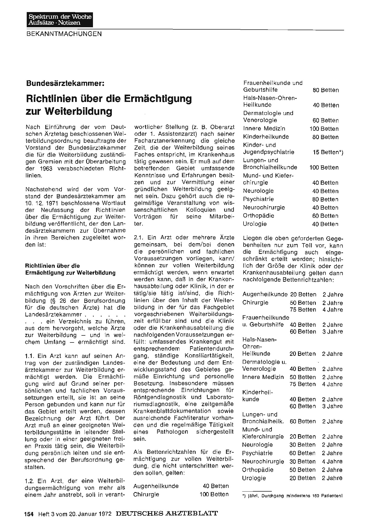 Vorschauseite 1: Bundesärztekammer: Richtlinien über die Ermächtigung zur Weiterbildung