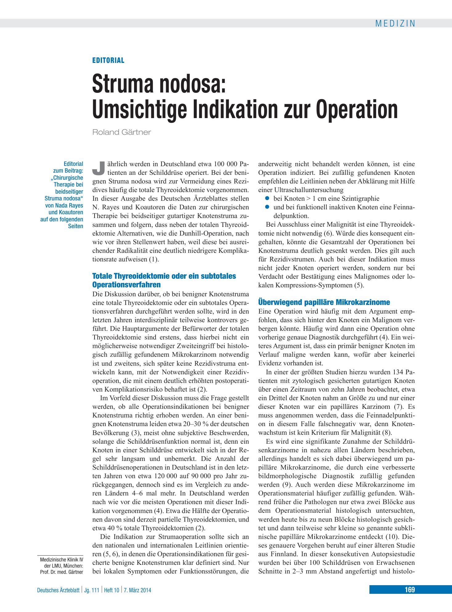 Vorschauseite 1: Struma nodosa – Deutsches Ärzteblatt