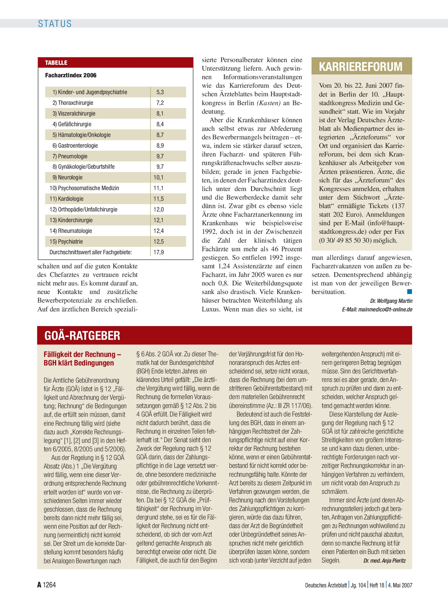 Vorschauseite 1: Karriereforum – Deutsches Ärzteblatt
