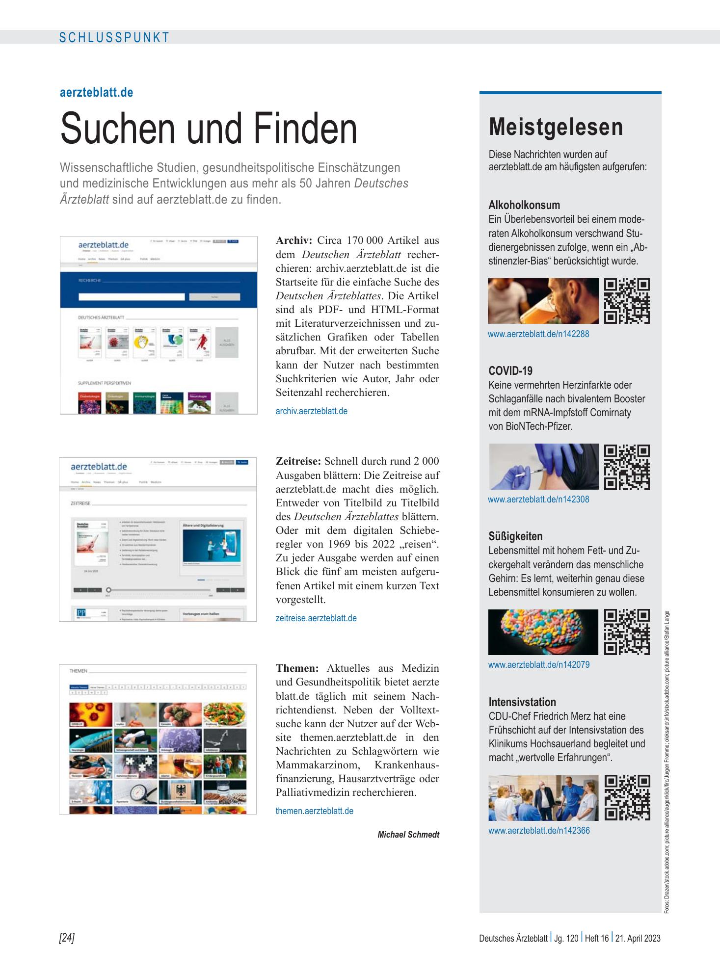 Vorschauseite 1: Meistgelesen – Deutsches Ärzteblatt