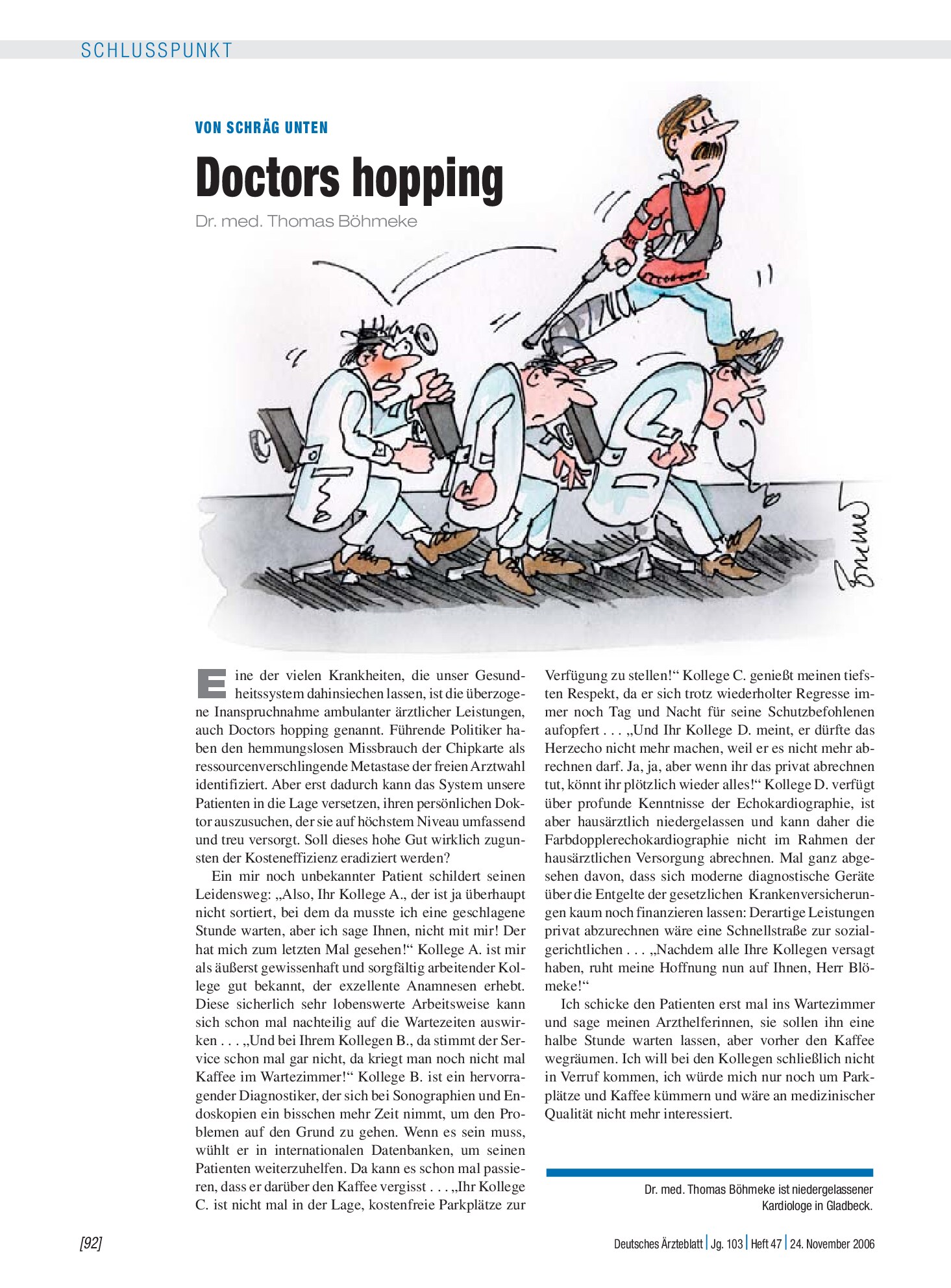 Vorschauseite 1: Von schräg unten: Doctors hopping – Deutsches Ärzteblatt