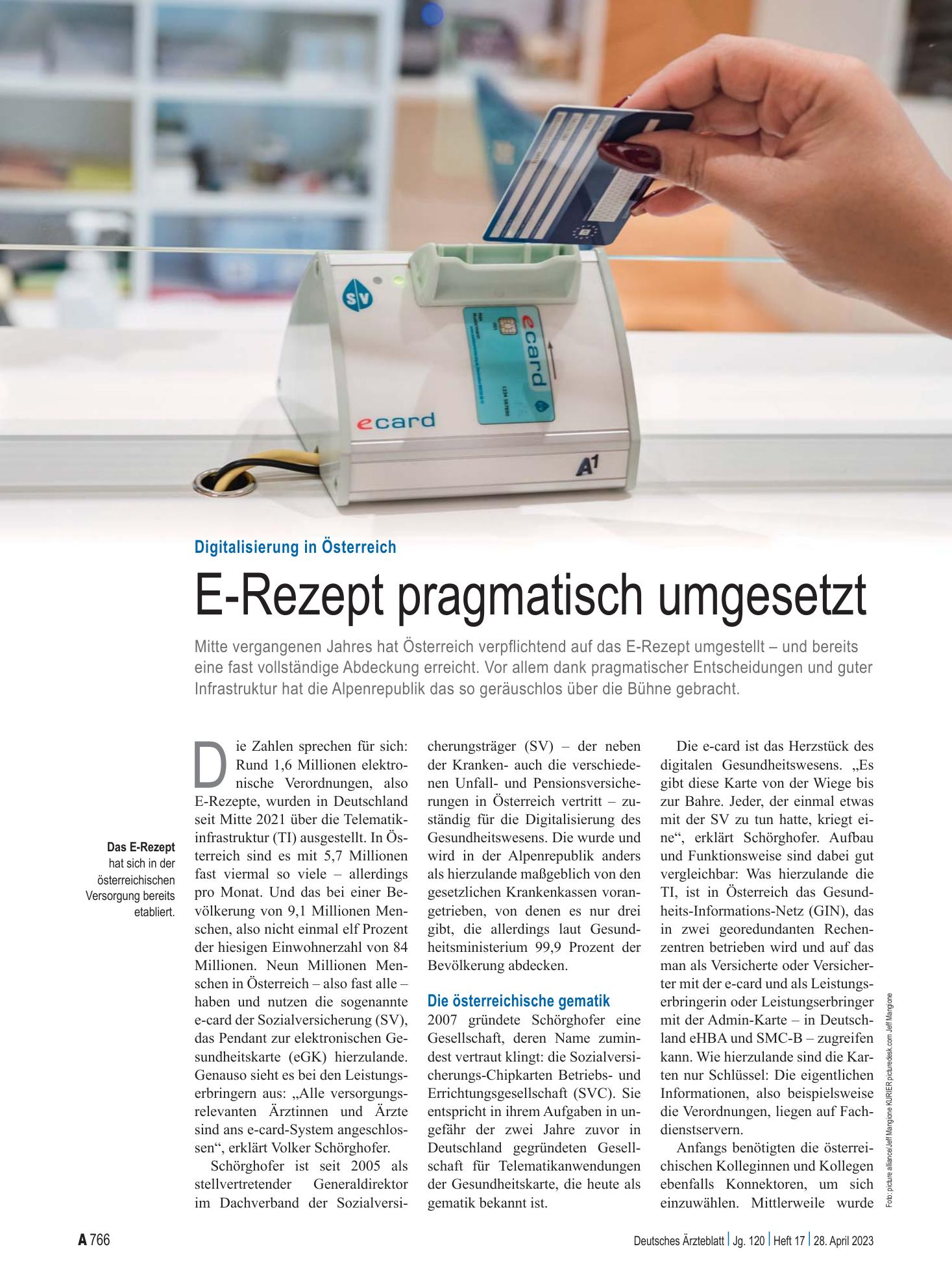 Vorschauseite 1: Digitalisierung in Österreich: E-Rezept pragmatisch umgesetzt – Deutsches Ärzteblatt