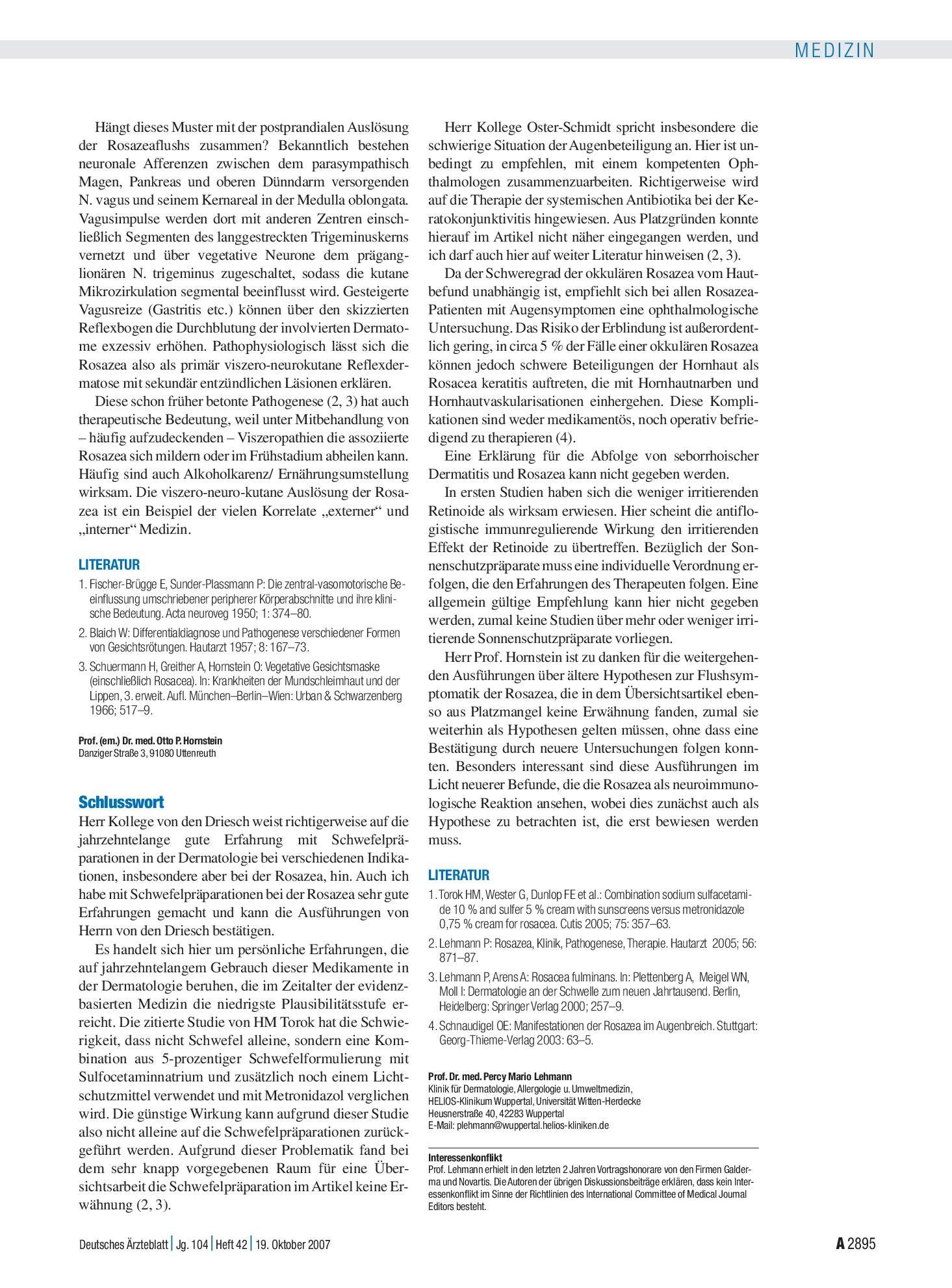 Vorschauseite 1: Rosazea Epidemiologie, Pathogenese, Klinik und Therapie: Schlusswort – Deutsches Ärzteblatt
