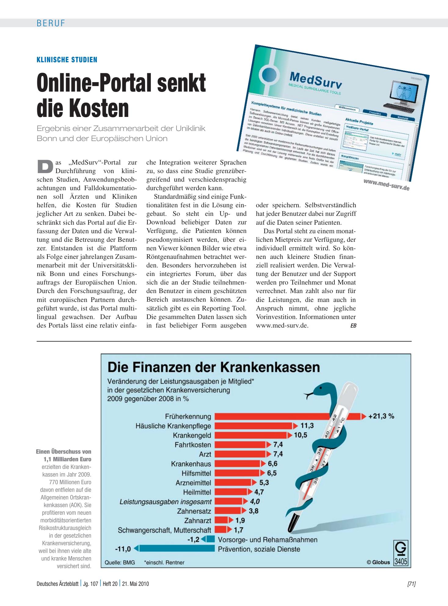 Vorschauseite 1: Die Finanzen der Krankenkassen – Deutsches Ärzteblatt
