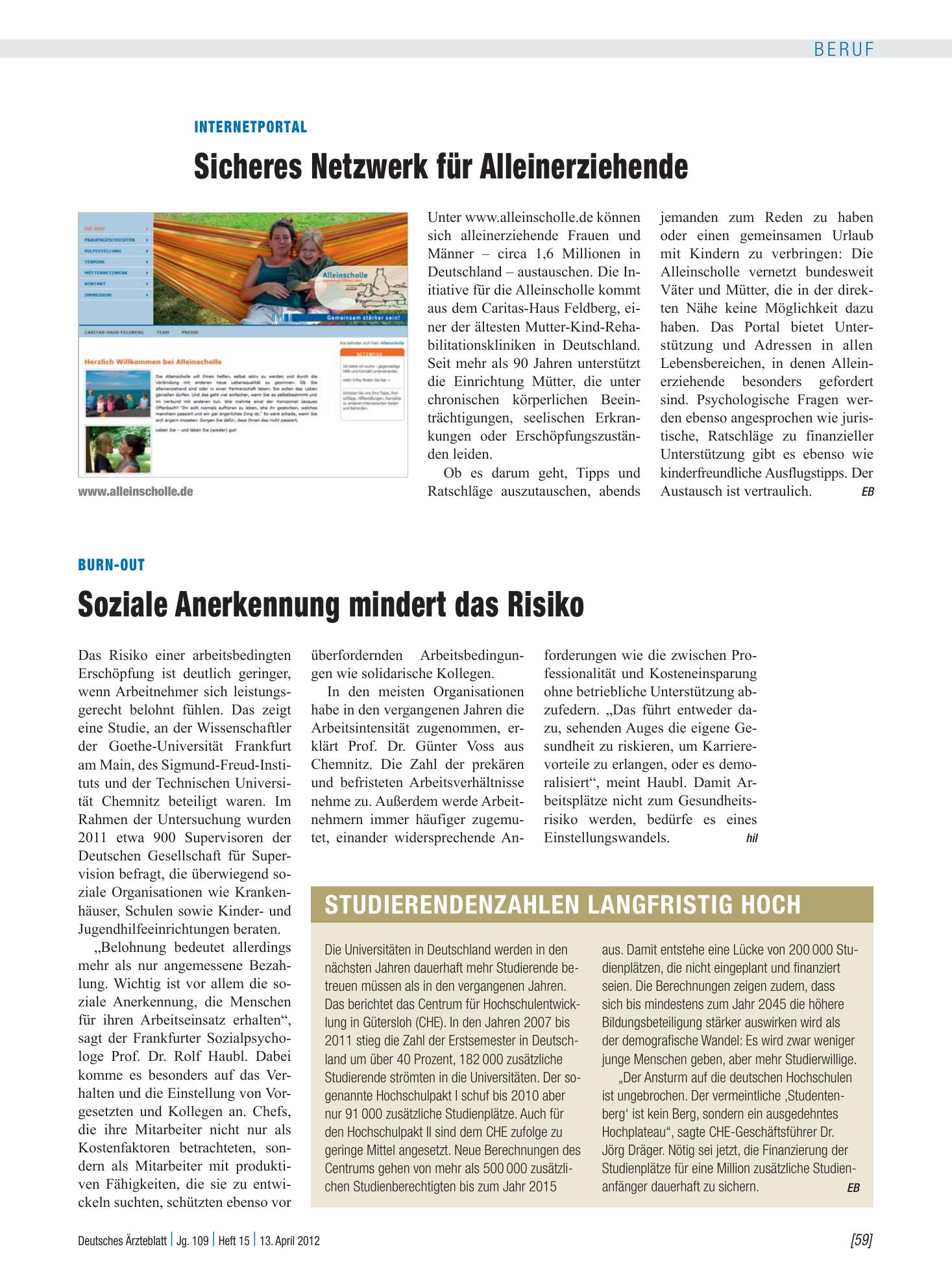 Vorschauseite 1: Studierendenzahlen langfristig hoch – Deutsches Ärzteblatt