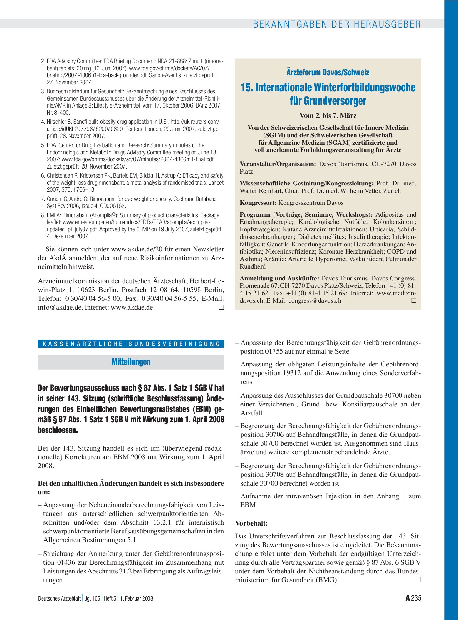 Vorschauseite 1: Der Bewertungsausschuss nach § 87 Abs. 1 Satz 1 SGB V hat in seiner 143. Sitzung (schriftliche Beschlussfassung) Änderungen des Einheitlichen Bewertungsmaßstabes (EBM) gemäß § 87…