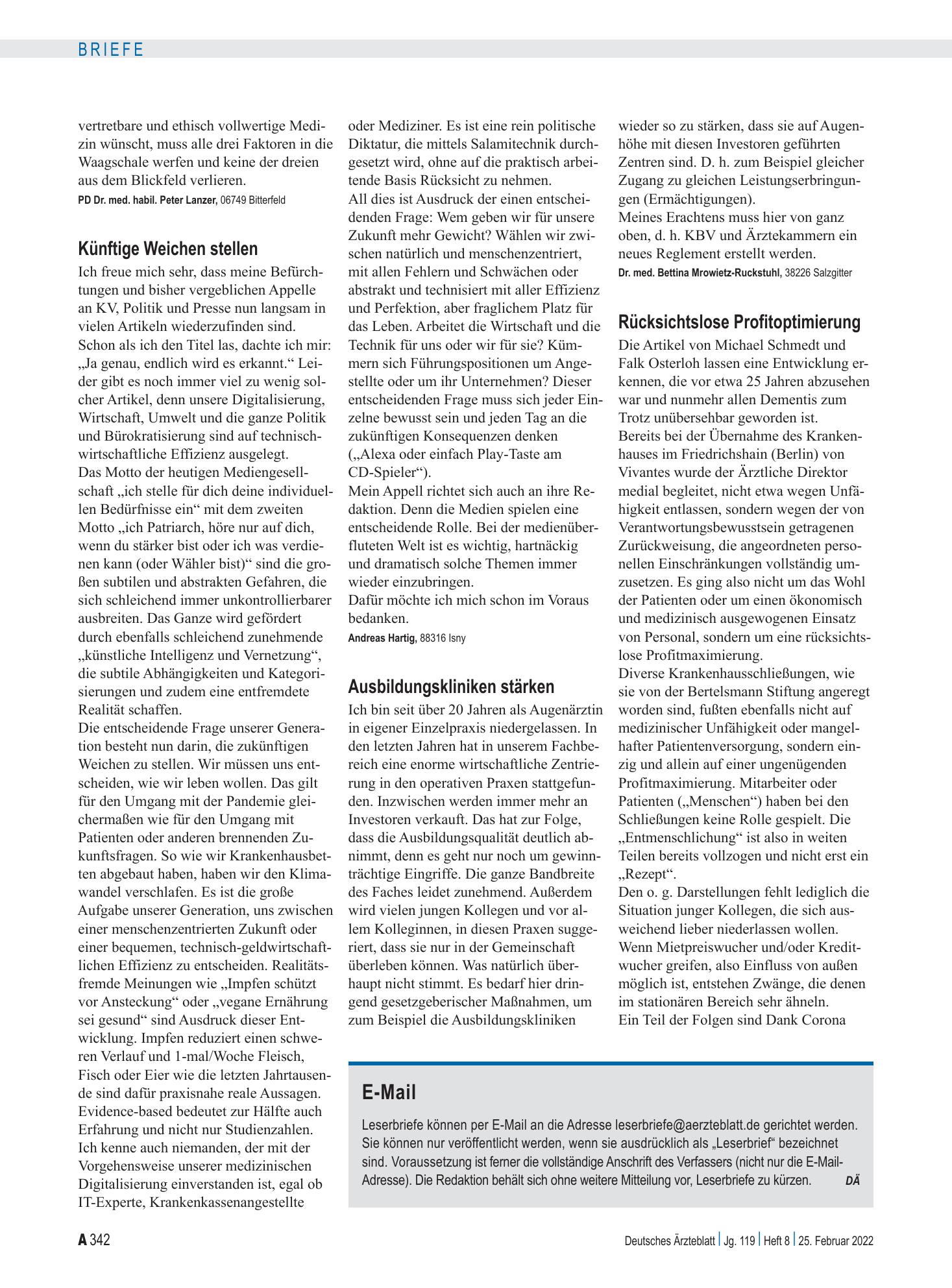 Vorschauseite 1: Kommerzialisierung: Künftige Weichen stellen – Deutsches Ärzteblatt