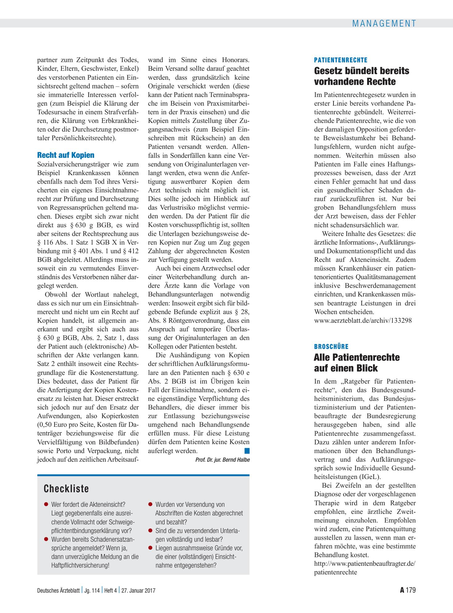 Vorschauseite 1: Broschüre: Alle Patientenrechte auf einen Blick – Deutsches Ärzteblatt